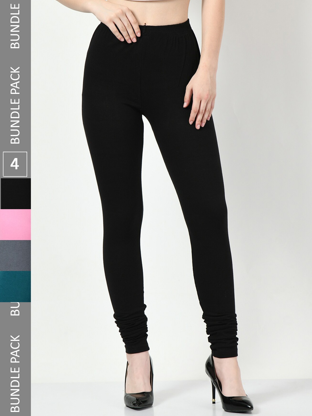 

BAESD Pack Of 4 Churidar-Length Leggings, Black