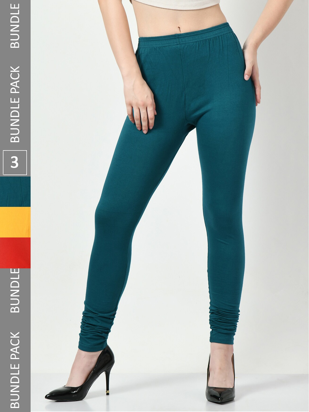 

BAESD Pack of 3 Churidar-Length Leggings, Green