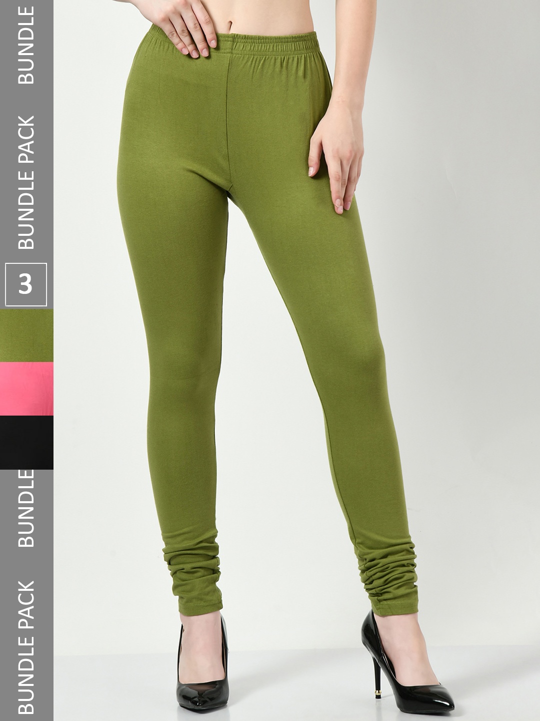 

BAESD Pack Of 3 Churidar Length Leggings, Green