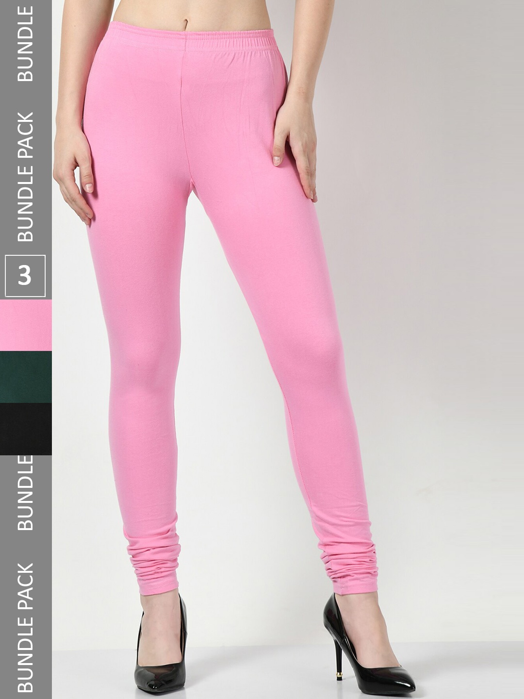 

BAESD Pack Of 3 Chudidar Length Leggings, Pink