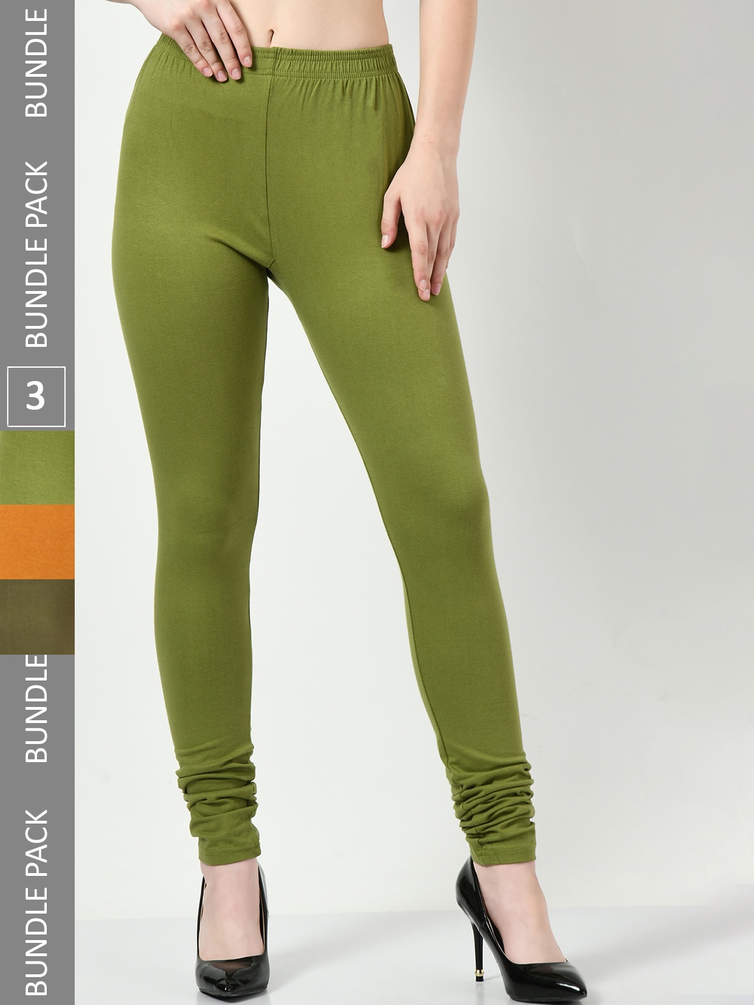 

BAESD Pack Of 3 Churidar Length Leggings, Green