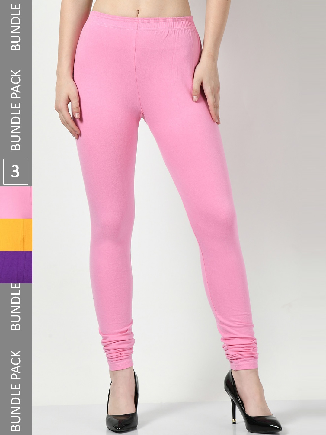 

BAESD Pack Of 3 Churidar Length Leggings, Pink