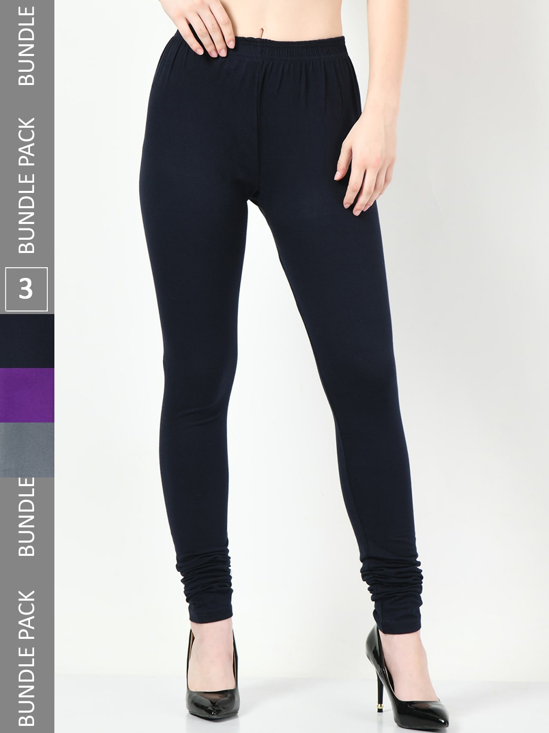 

BAESD Pack Of 3 Churidar-Length Leggings, Grey