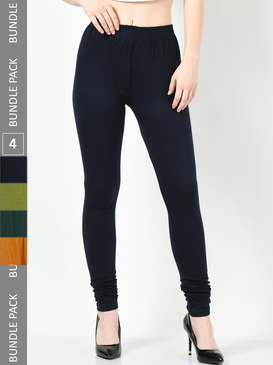 

BAESD Pack Of 4 Super Soft Churidar-Length Leggings, Green