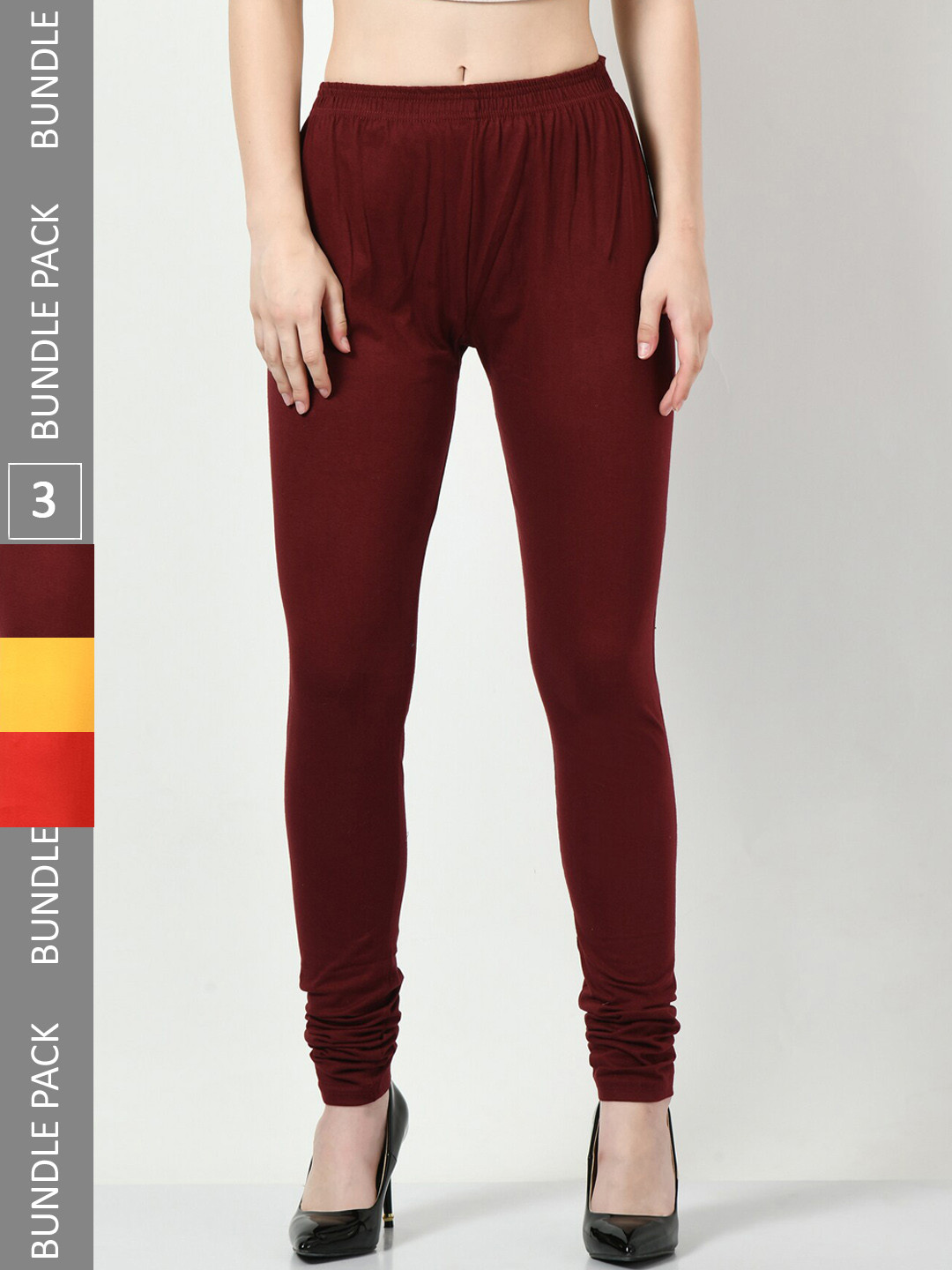 

BAESD Pack Of 3 Churidar Length Leggings, Maroon