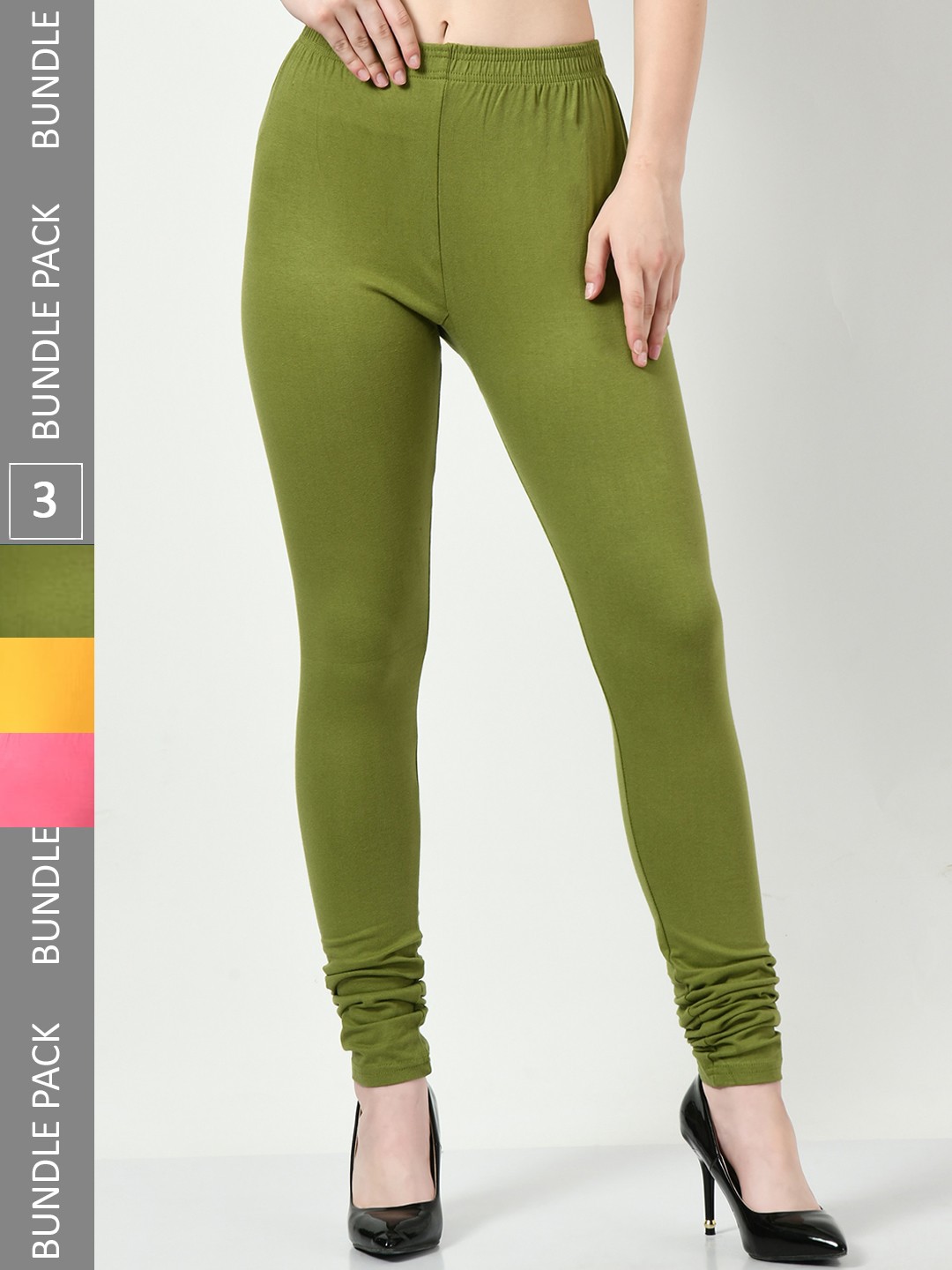 

BAESD Pack Of 3 Churidar Length Leggings, Green