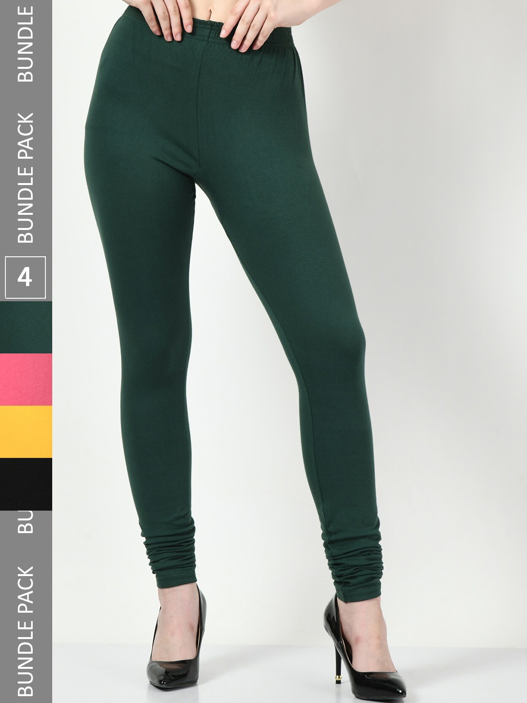 

BAESD Pack of 4 Super Soft Churidar-Length Leggings, Green