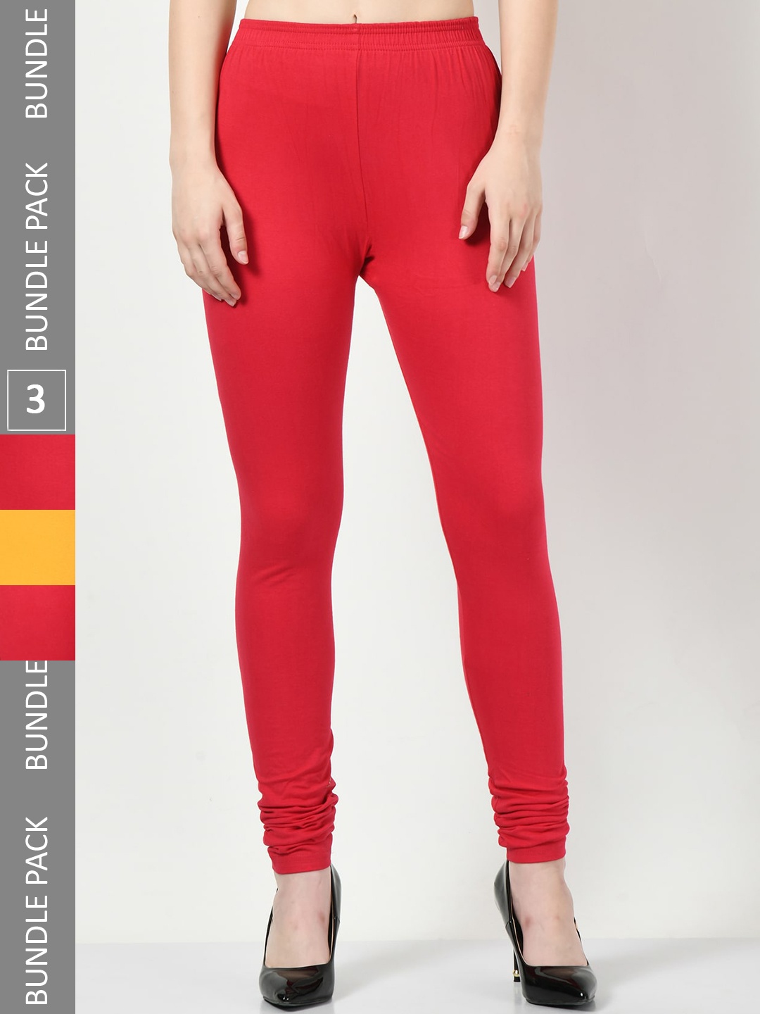 

BAESD Pack Of 3 Churidar Length Leggings, Red