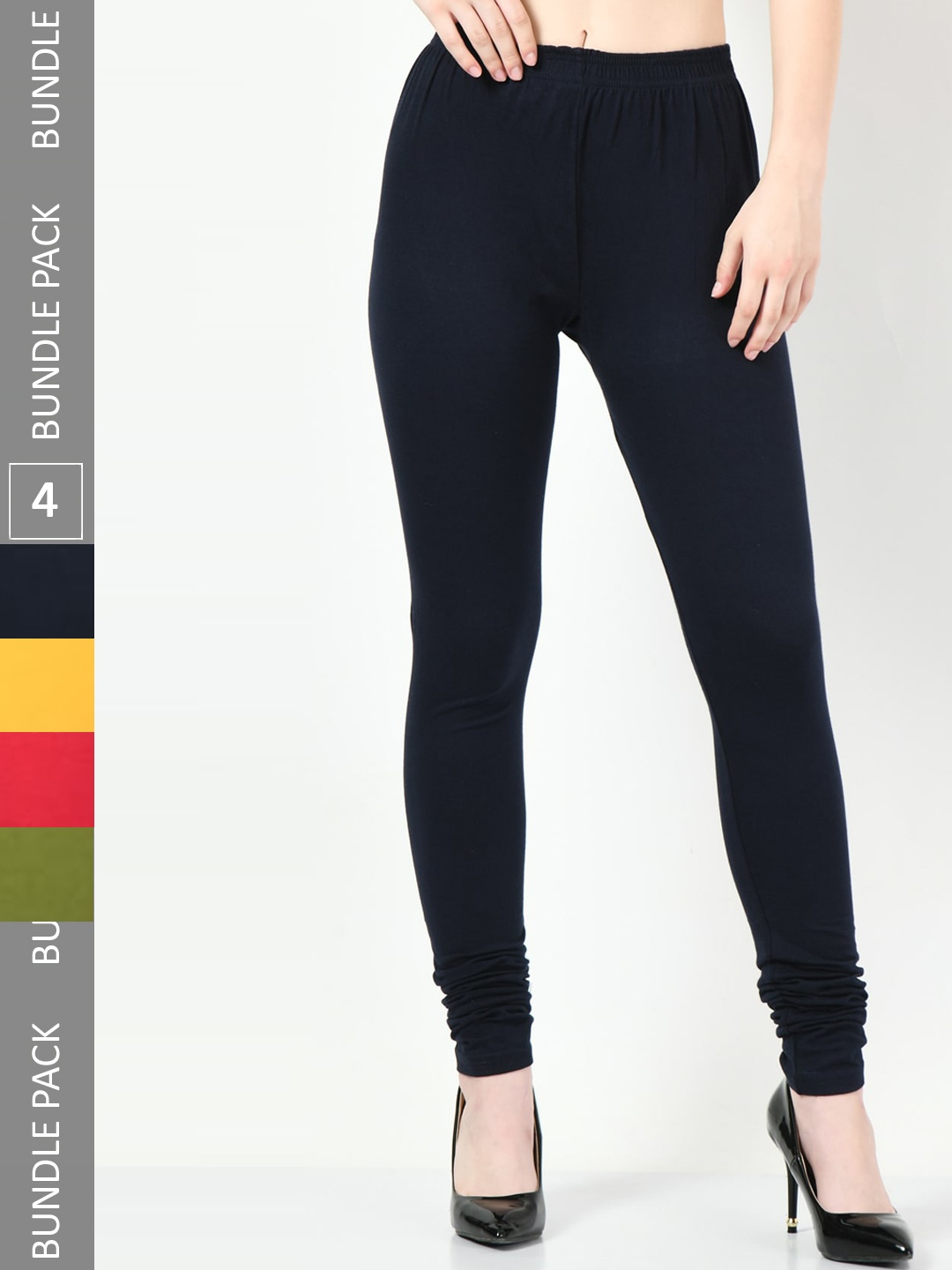 

BAESD Pack Of 4 Slim-Fit Churidar-Length Soft Leggings, Red