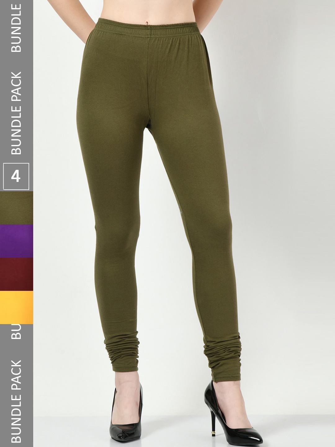 

BAESD Pack of 4 Churidar-Length Leggings, Purple