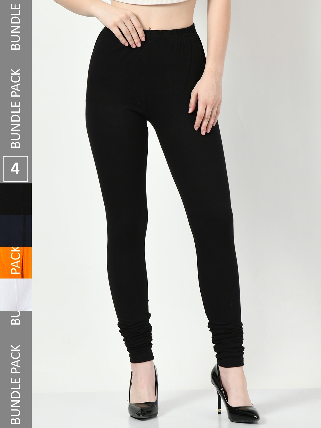 

BAESD Pack Of 4 Churidar Length Leggings, Black