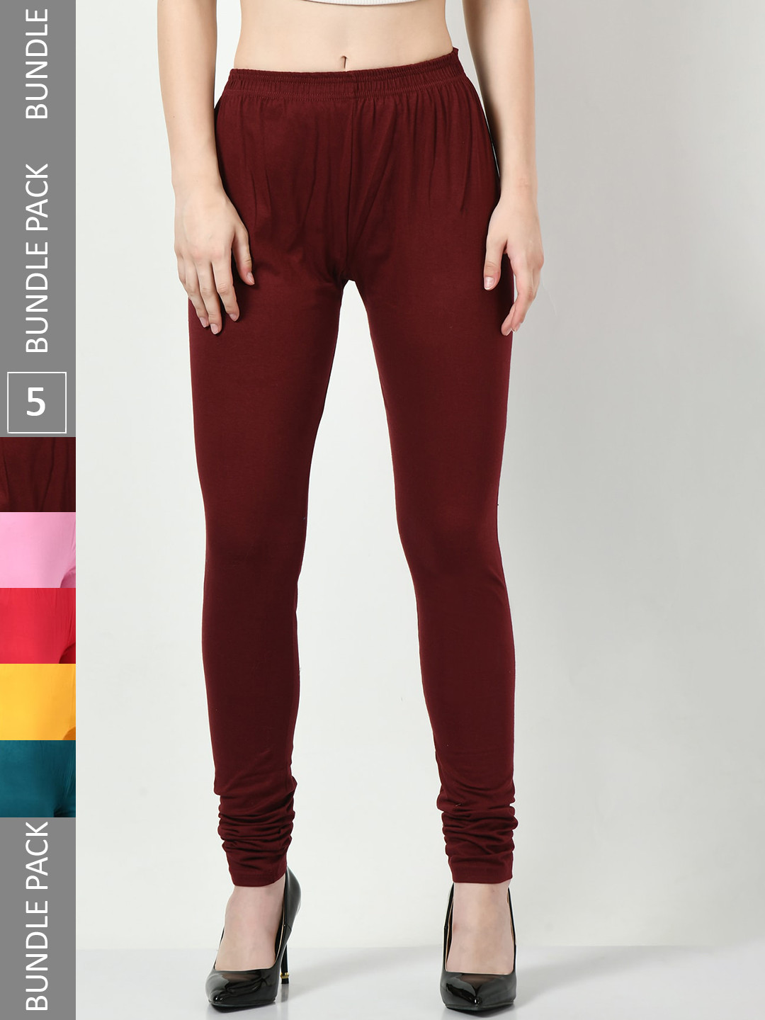 

BAESD Pack Of 5 Churidar-Length Leggings, Yellow