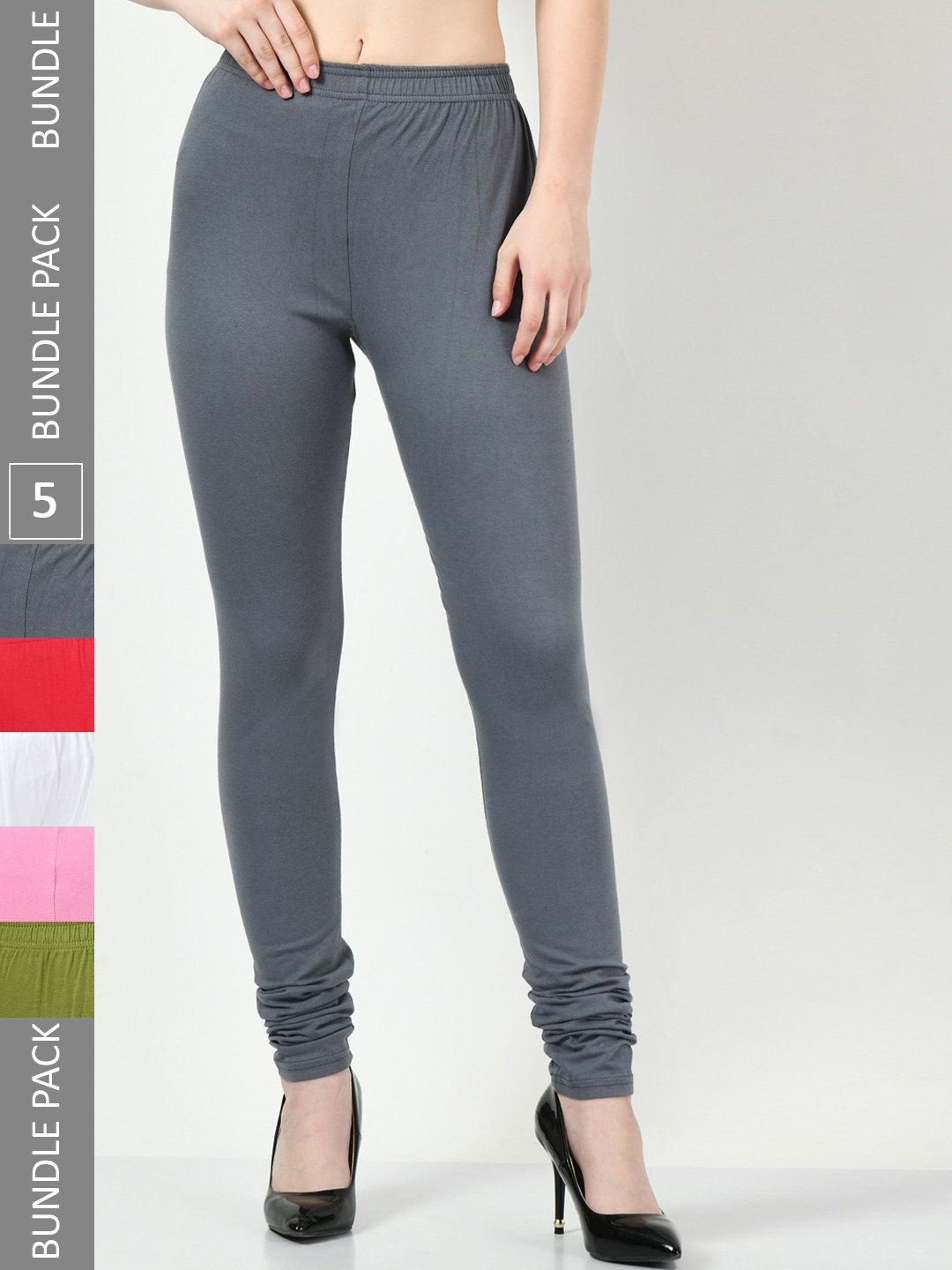 

BAESD Pack Of 5 Churidar-Length Leggings, Grey