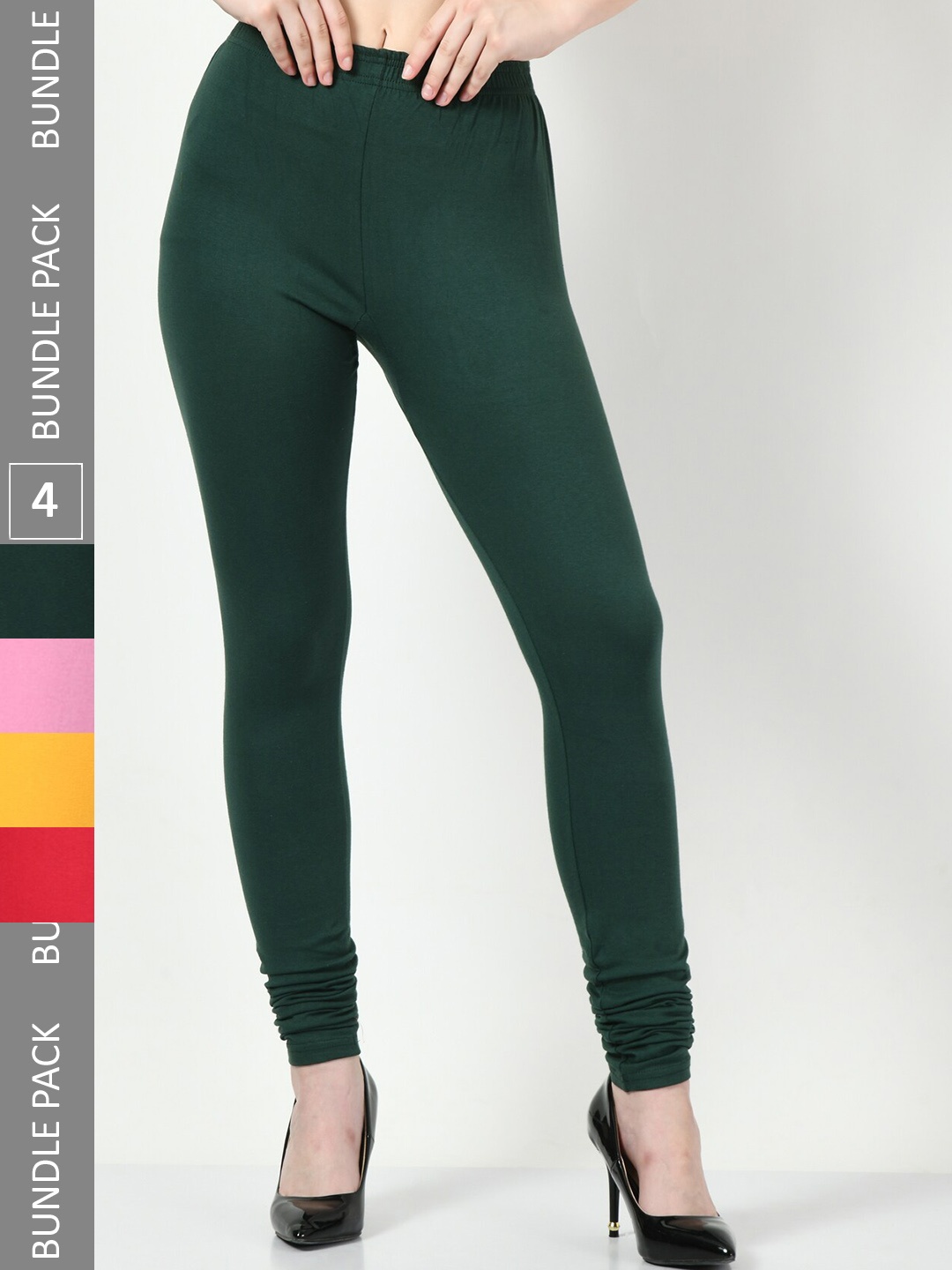 

BAESD Pack Of 4 Churidar Length Leggings, Green