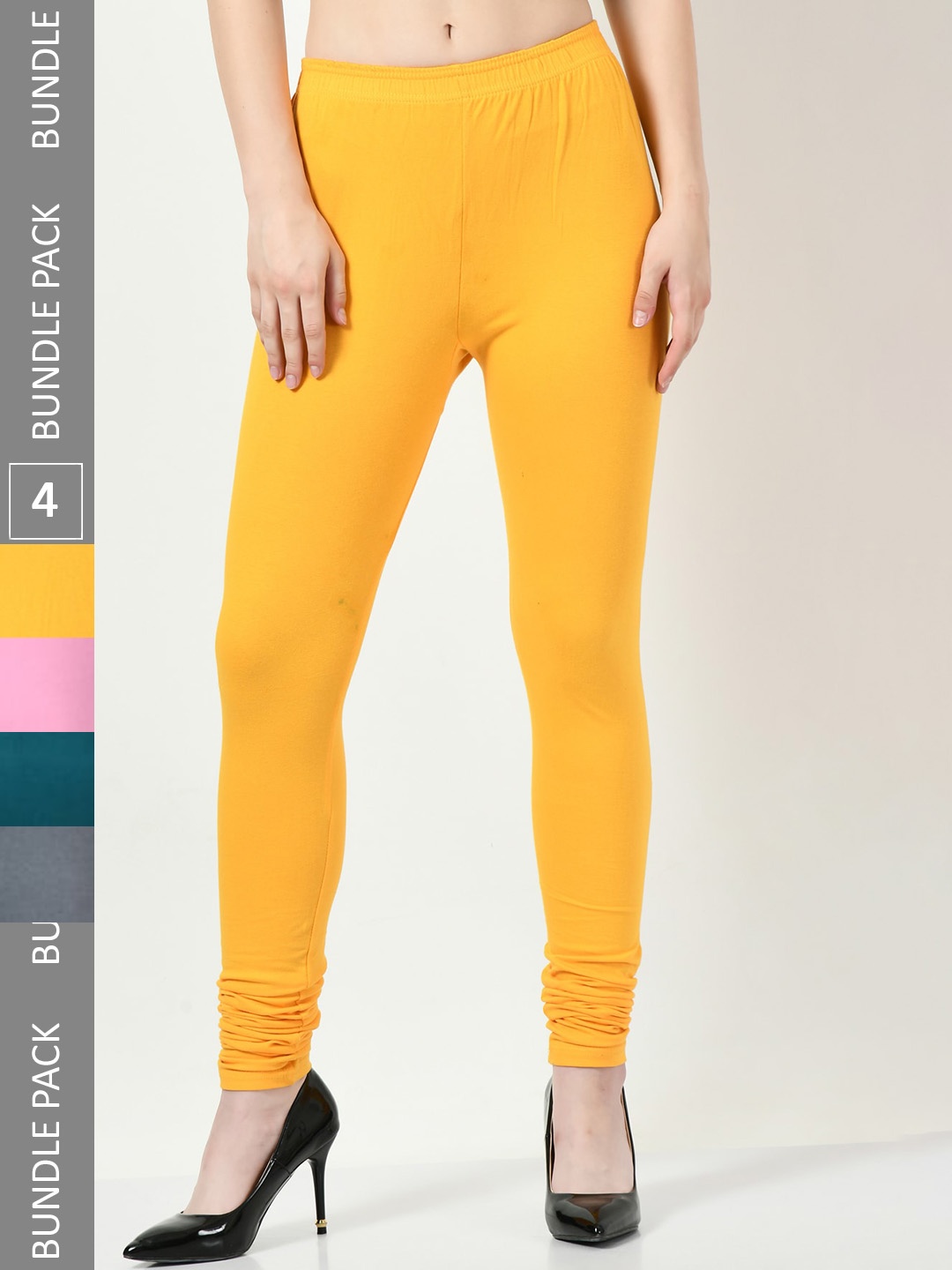 

BAESD Pack Of 4 Churidar-Length Slim-Fit Leggings, Grey