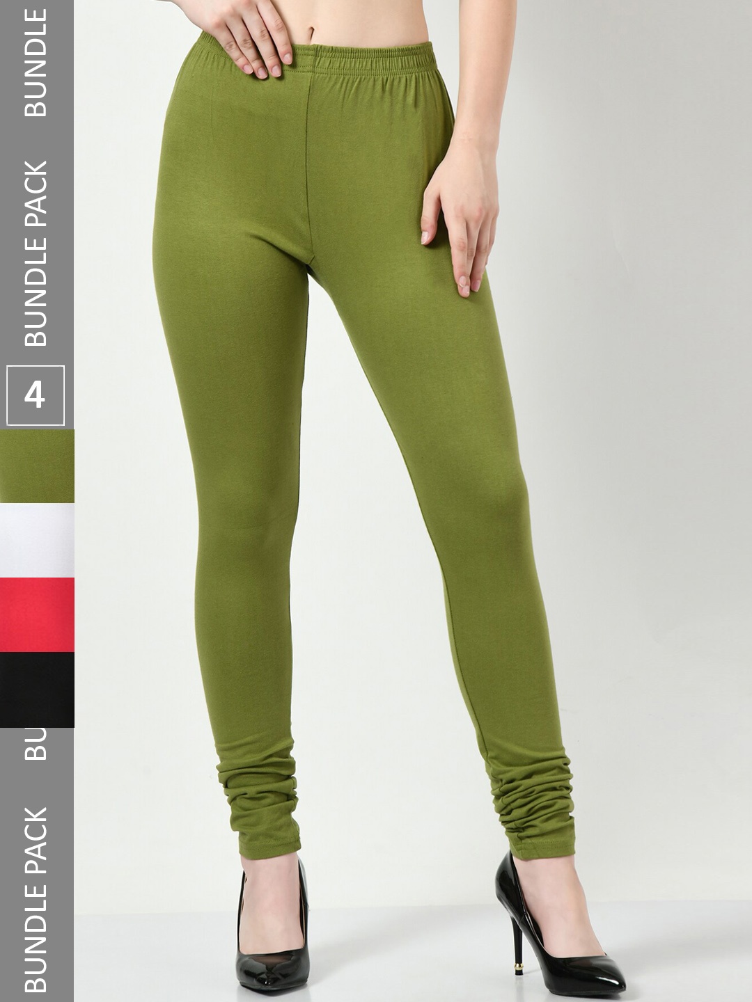 

BAESD Pack Of 4 Churidar Length Leggings, Green