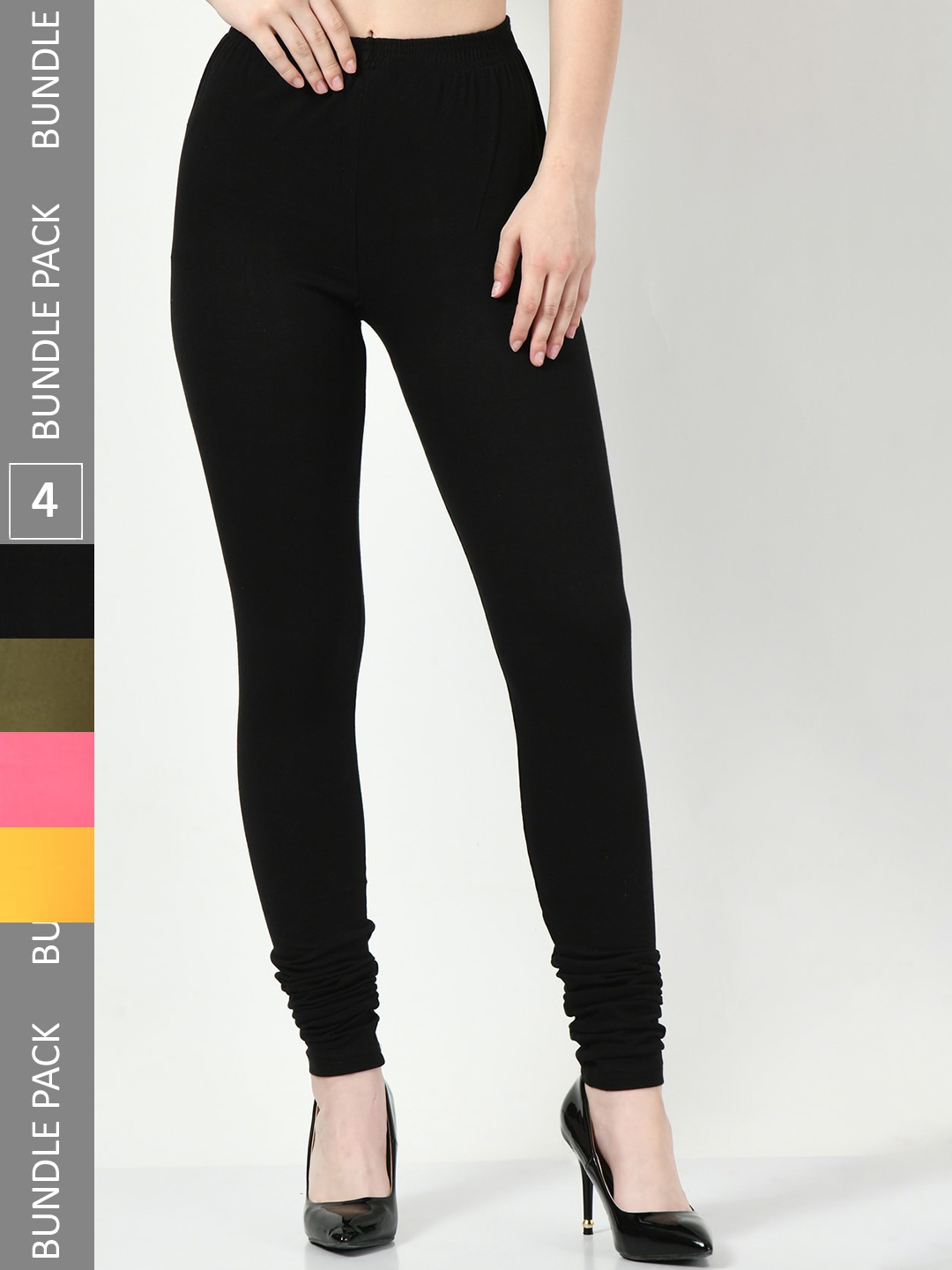

BAESD Pack Of 4 Churidar Length Leggings, Black