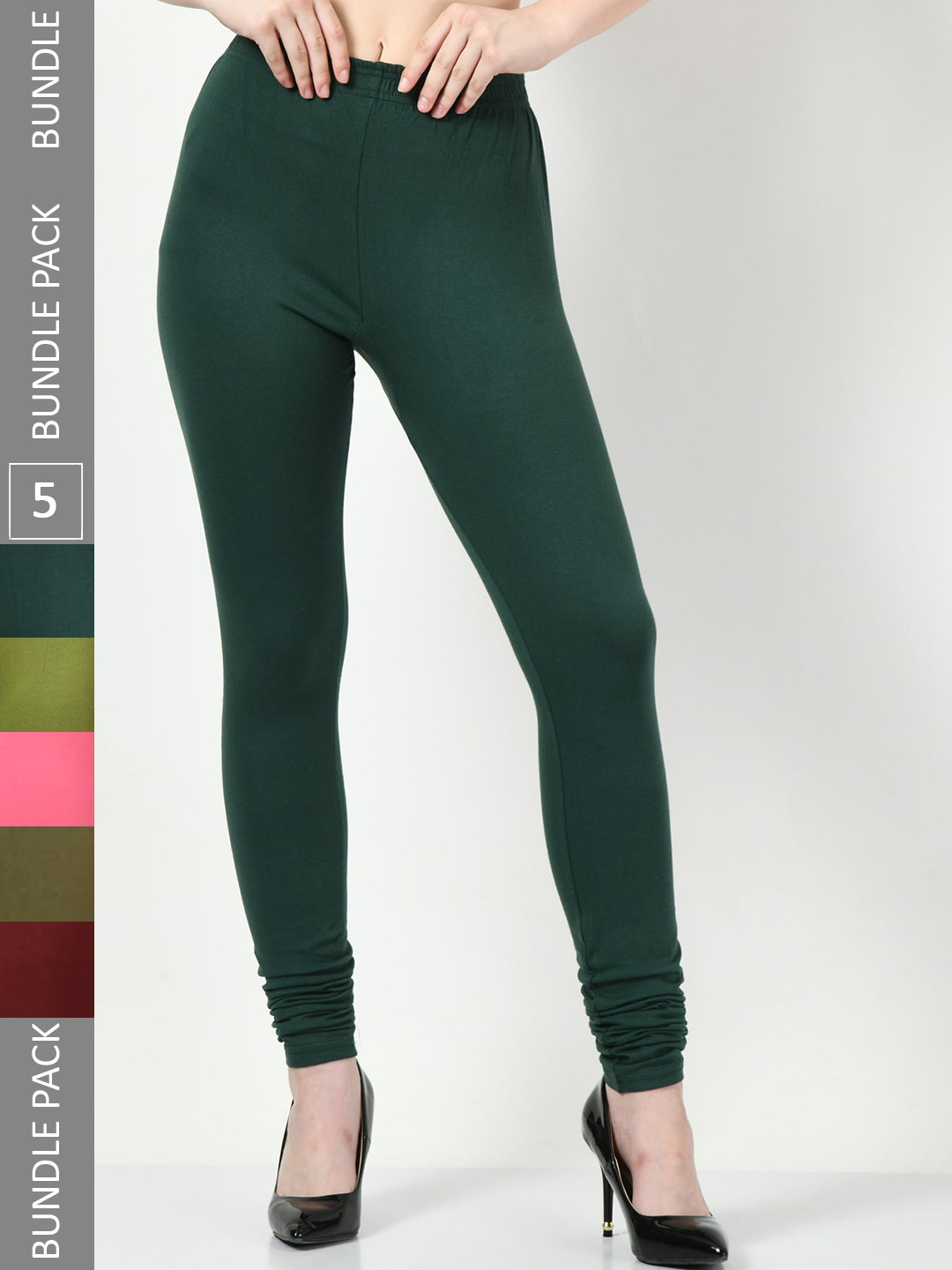 

BAESD Pack Of 5 Churidar Length Leggings, Teal