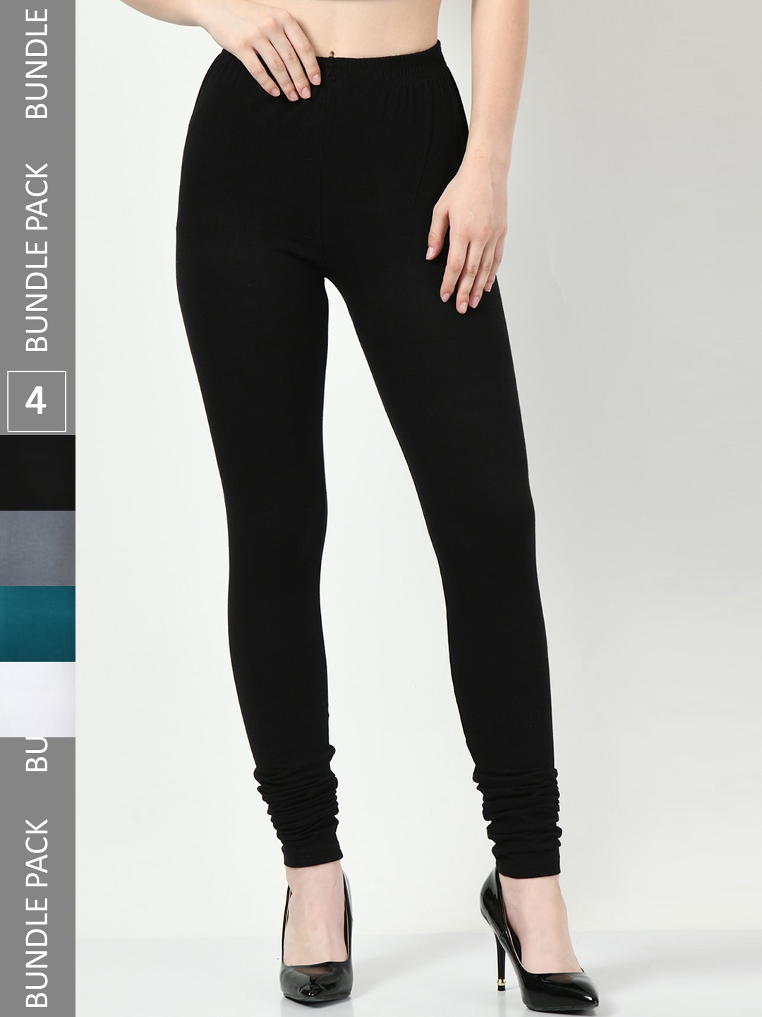 

BAESD Pack Of 4 Churidar-Length Leggings, Black