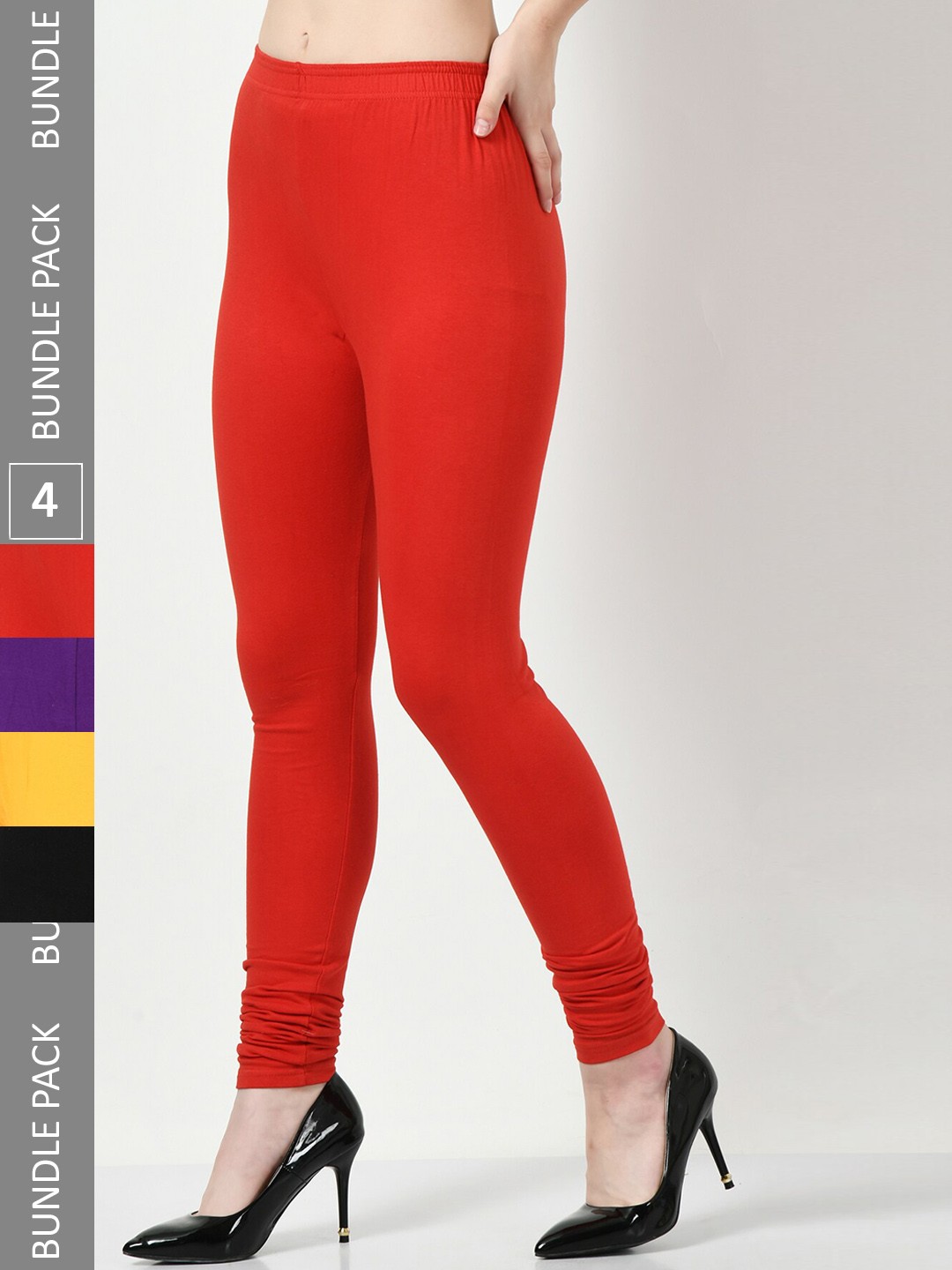 

BAESD Pack Of 4 Churidar-Length Leggings, Yellow