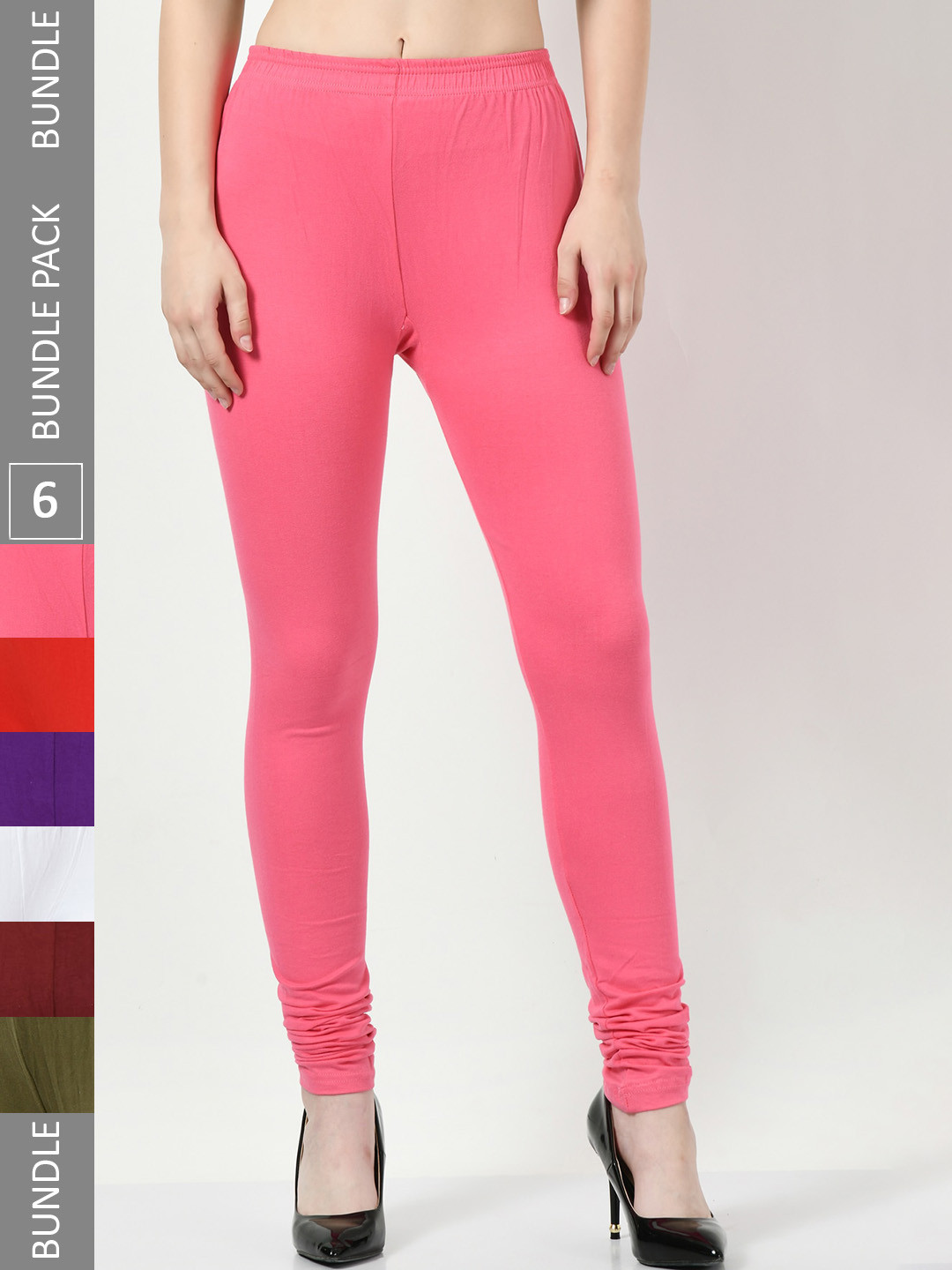 

BAESD Pack of 6 Churidar Length Leggings, Pink