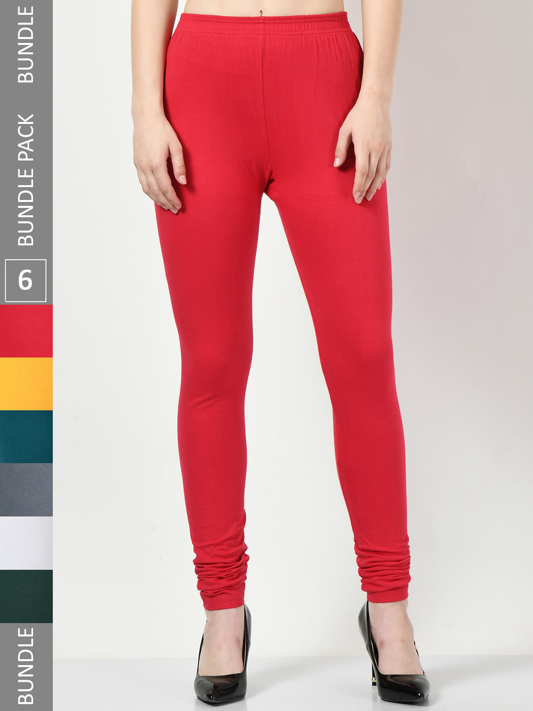 

BAESD Pack Of 6 Slim-Fit Churidar-length Leggings, White