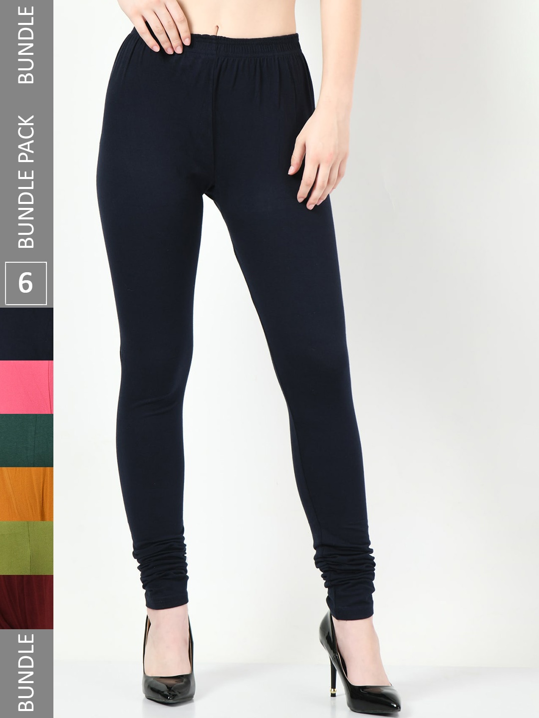 

BAESD Pack Of 6 Churidar-Length Leggings, Black