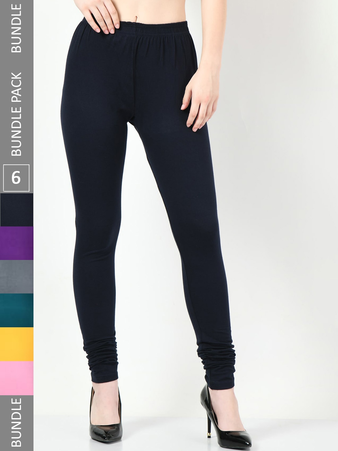 

BAESD Pack of 6 Churidar-Length Leggings, Multi