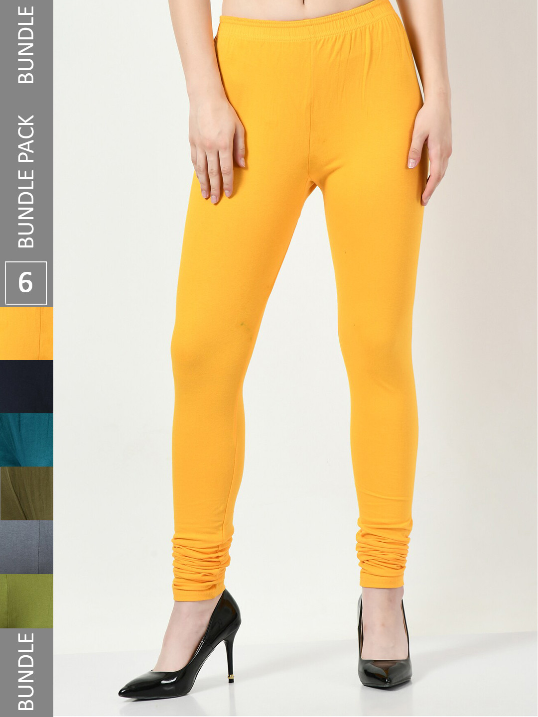 

BAESD Pack of 6 Soft Churidar-Length Cotton Lycra Legging, Multi