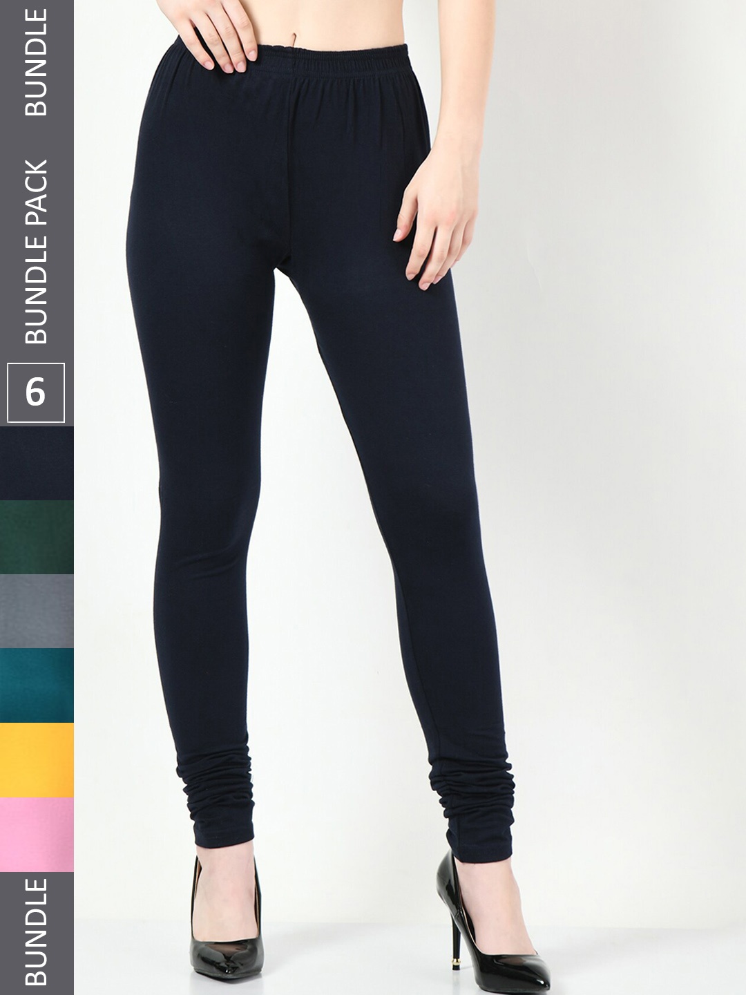 

BAESD Pack of 6 Churidar-Length Leggings, Pink