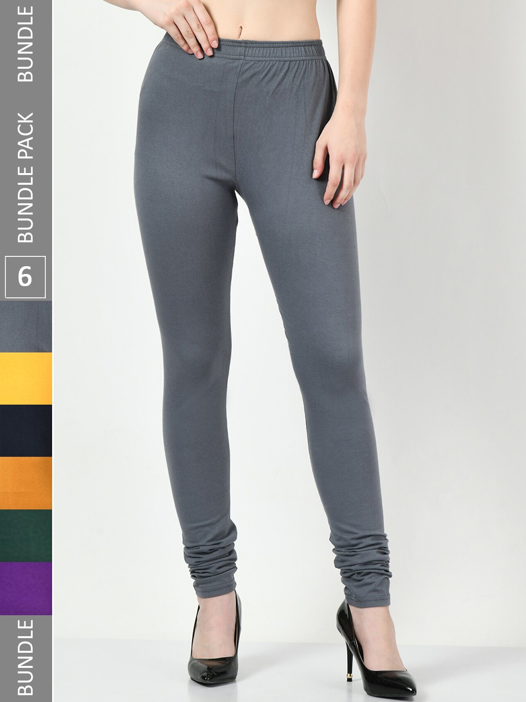 

BAESD Pack Of 6 Churidar Length Leggings, Grey