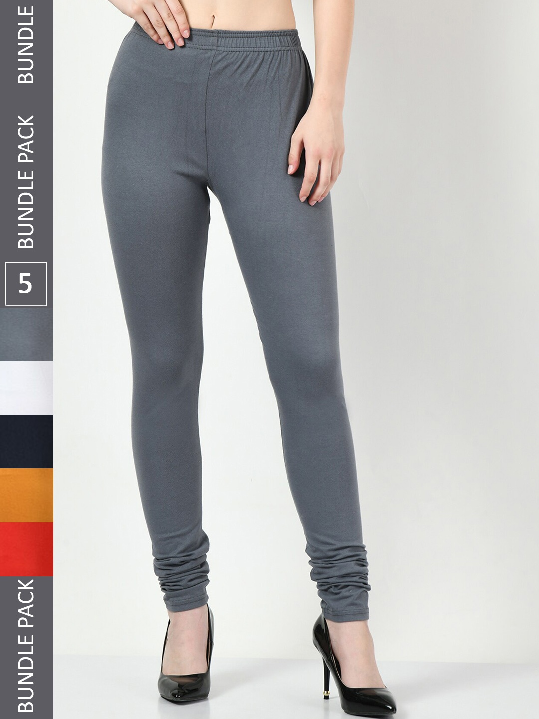 

BAESD Pack of 5 Churidar Length Leggings, Grey