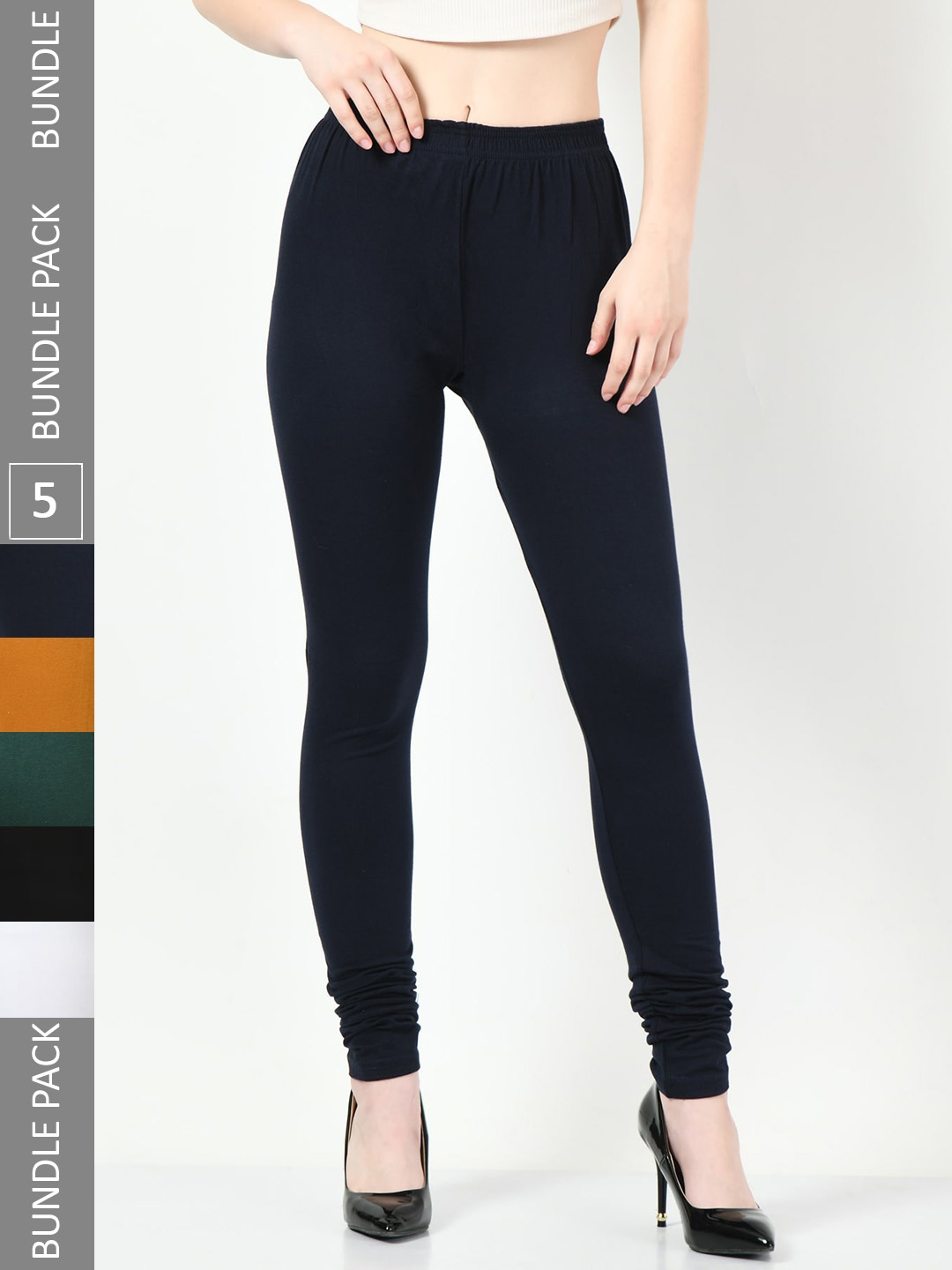 

BAESD Pack Of 5 Churidar-Length Slim-Fit Leggings, White
