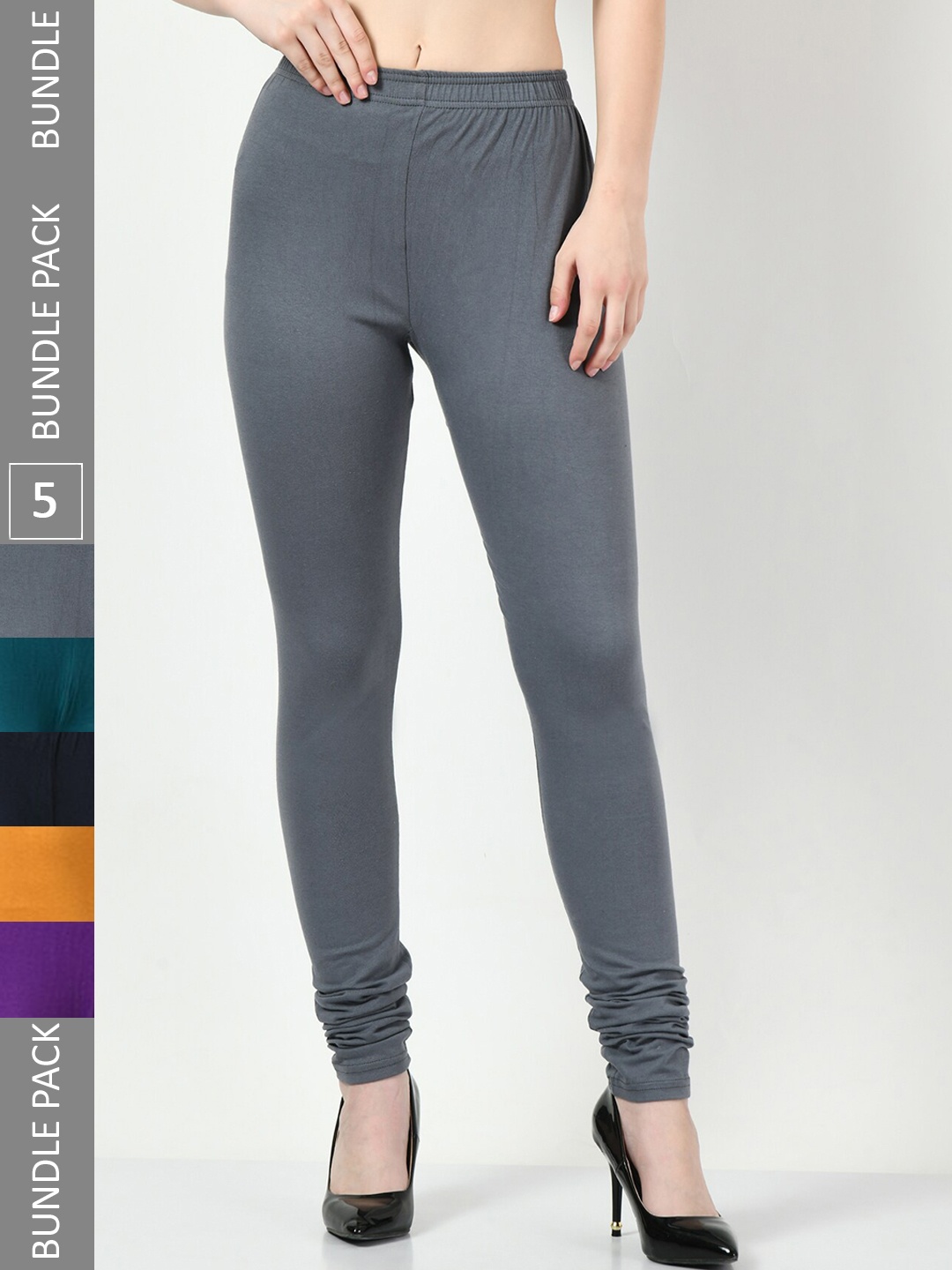 

BAESD Pack Of 5 Churidar Length Leggings, Grey