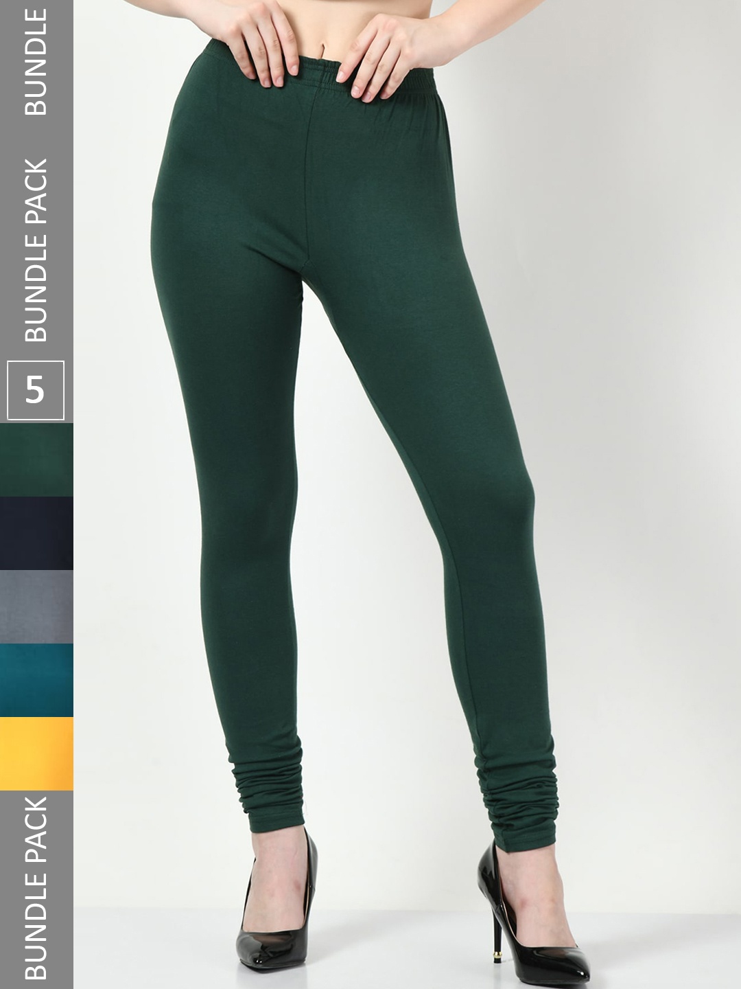 

BAESD Pack Of 5 Churidar Length Leggings, Teal
