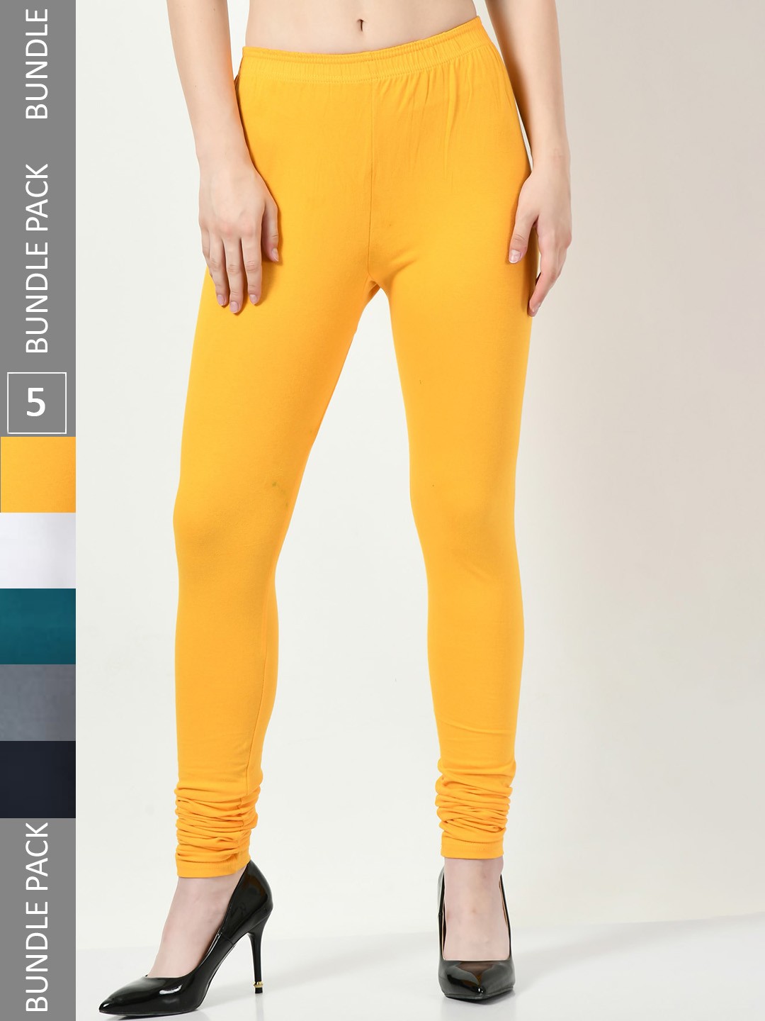 

BAESD Pack Of 5 Churidar-Length Slim Fit Leggings, White
