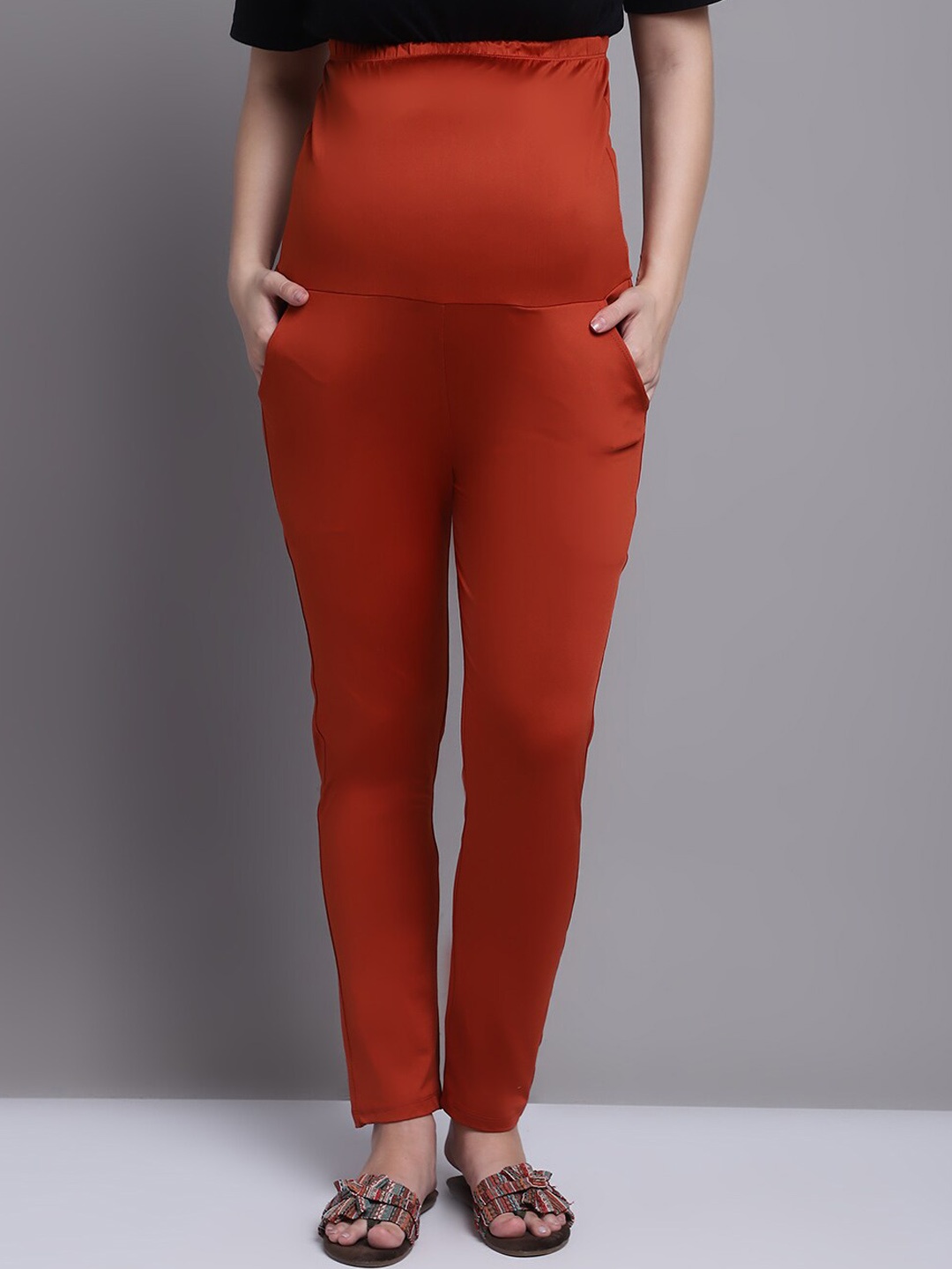 

Frempy Women Maternity Track Pant, Orange