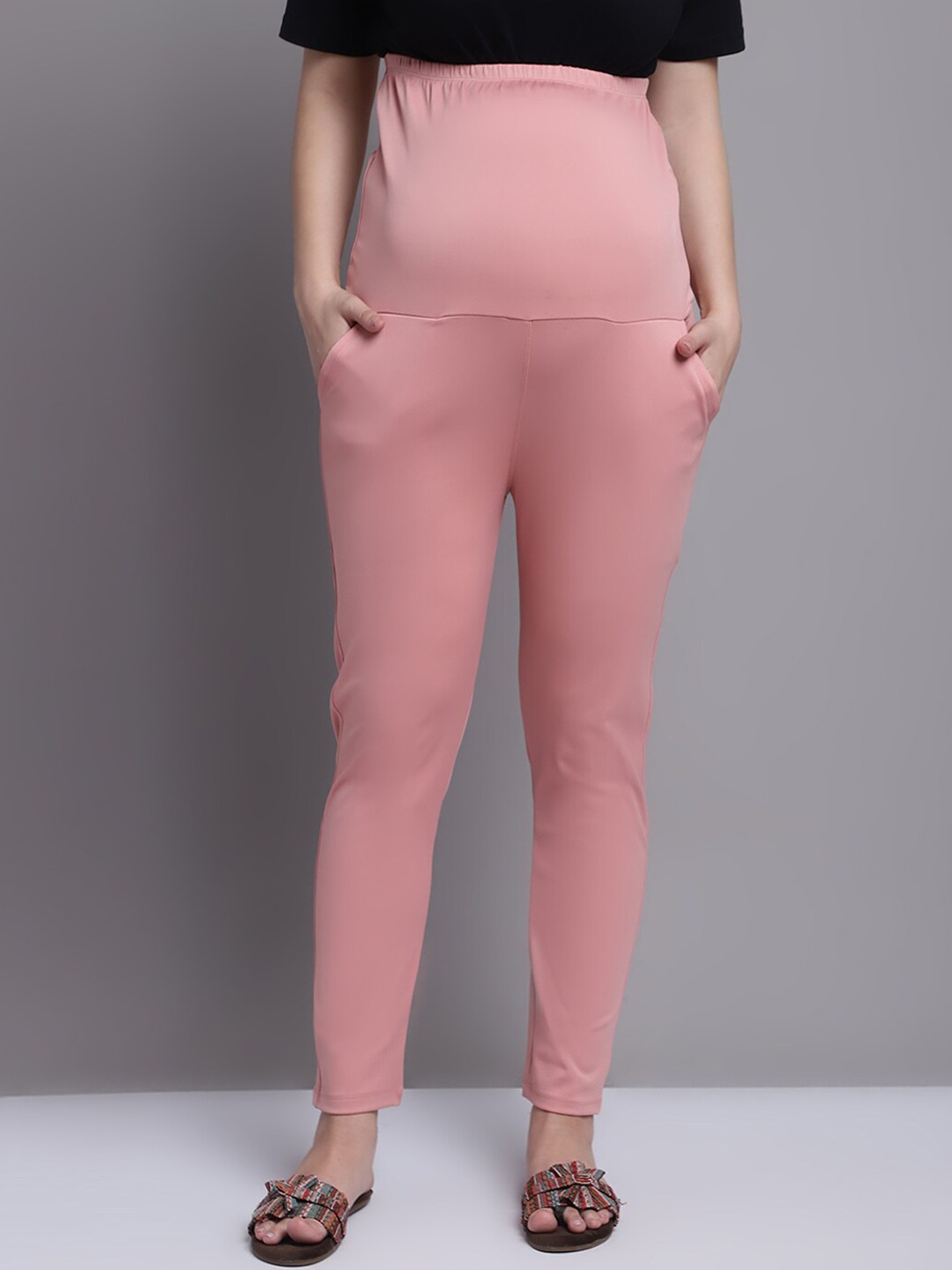 

Frempy Women Maternity Track Pant, Peach