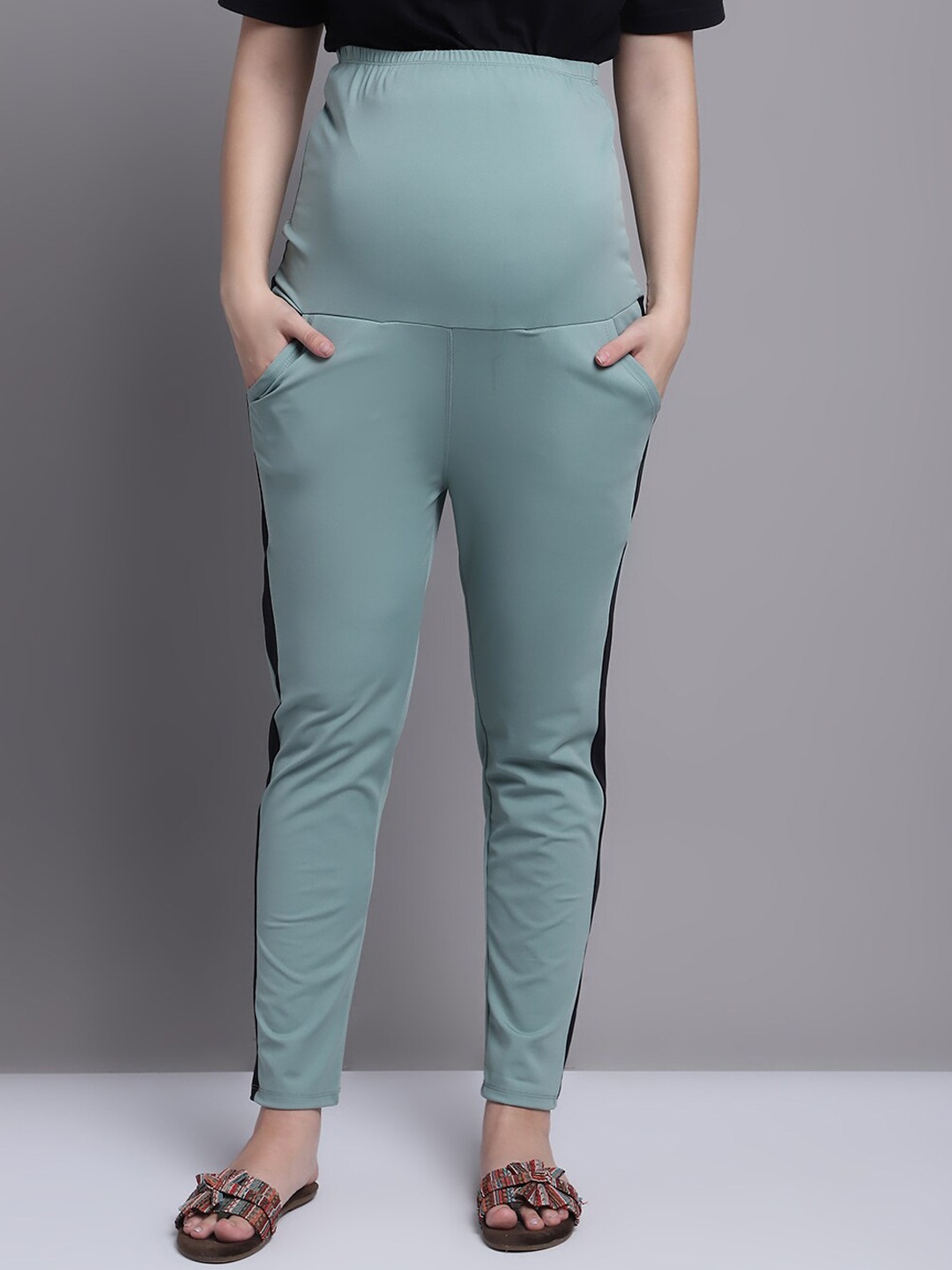 

Frempy Women Maternity Track Pant, Sea green
