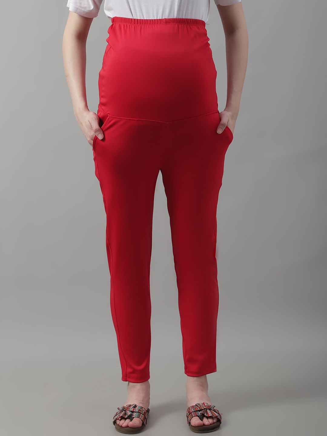 

Frempy High Rise Maternity Track Pant, Red