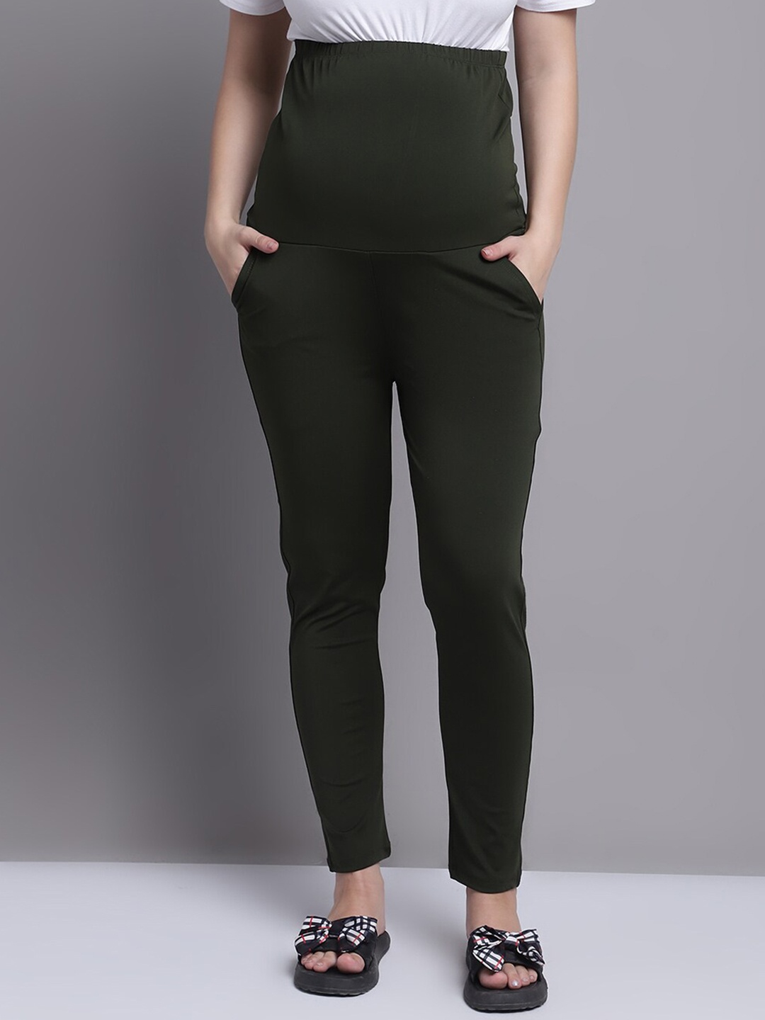 

Frempy Women Maternity Track Pant, Olive