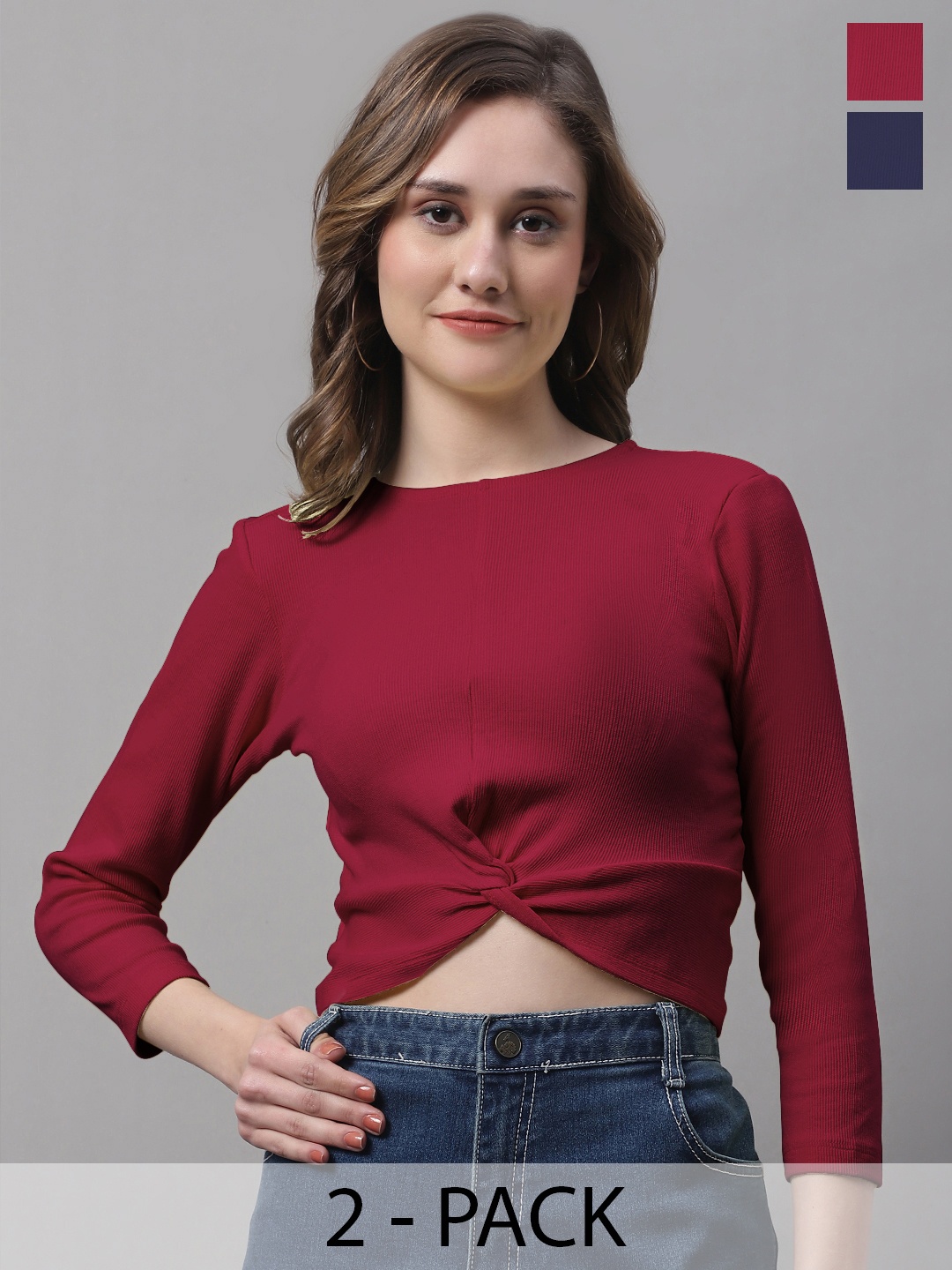 

FBAR Maroon Cotton Crop Top