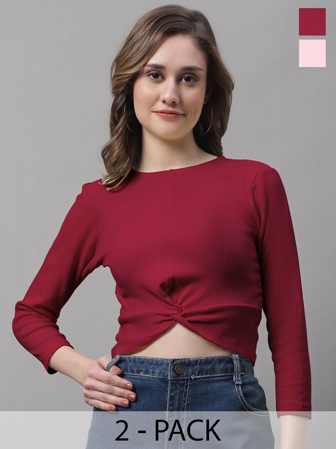 

FBAR Maroon Cotton Crop Top