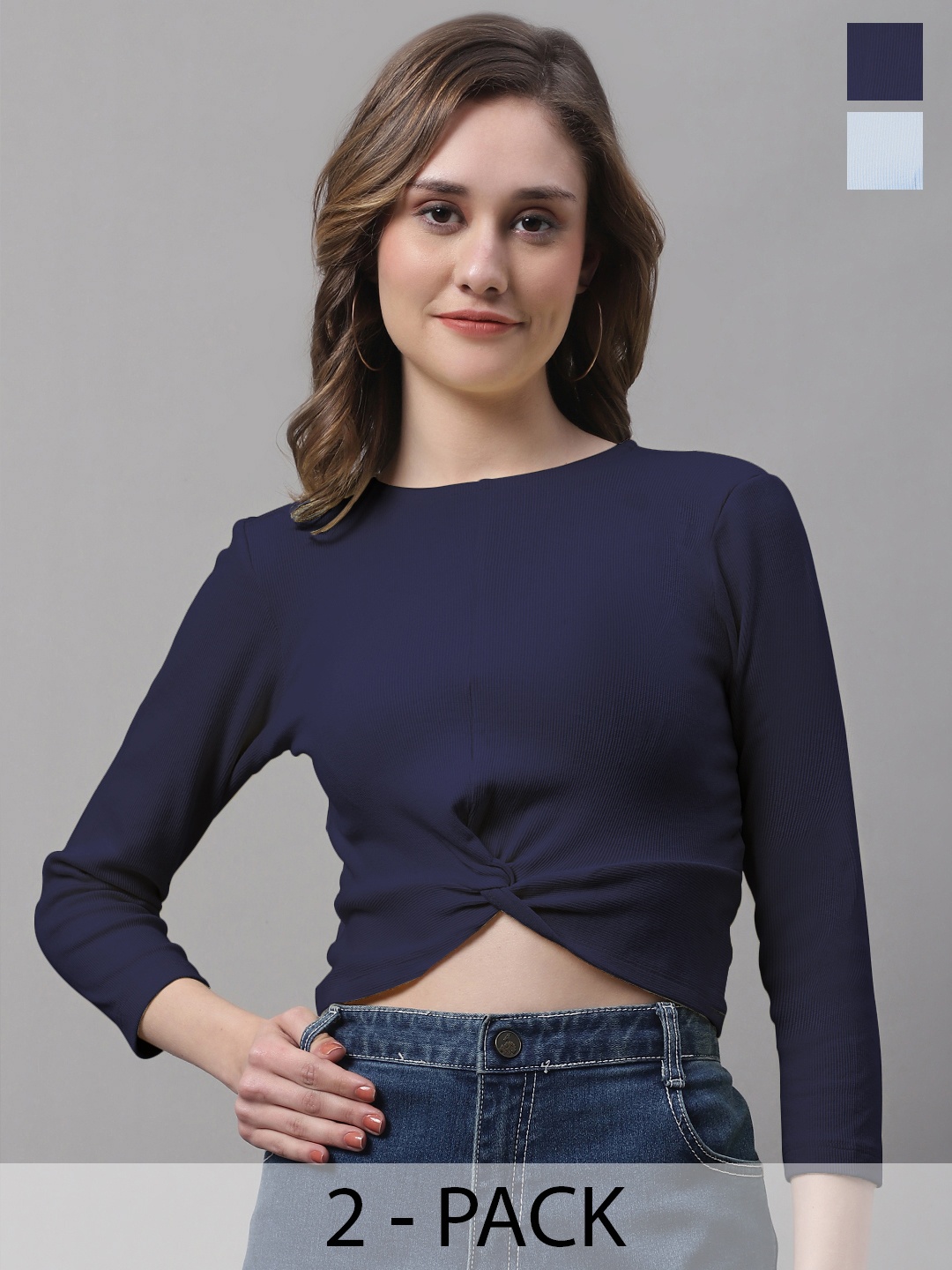 

FBAR Navy Blue Cotton Crop Top