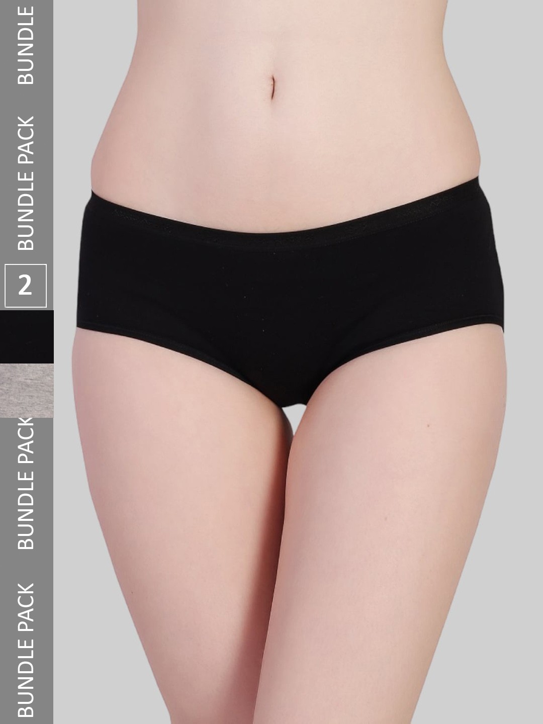 

PLUMBURY Women Pack of 2 Full Coverag Period Briefs PLPANTY11200622BL/GRS, Black