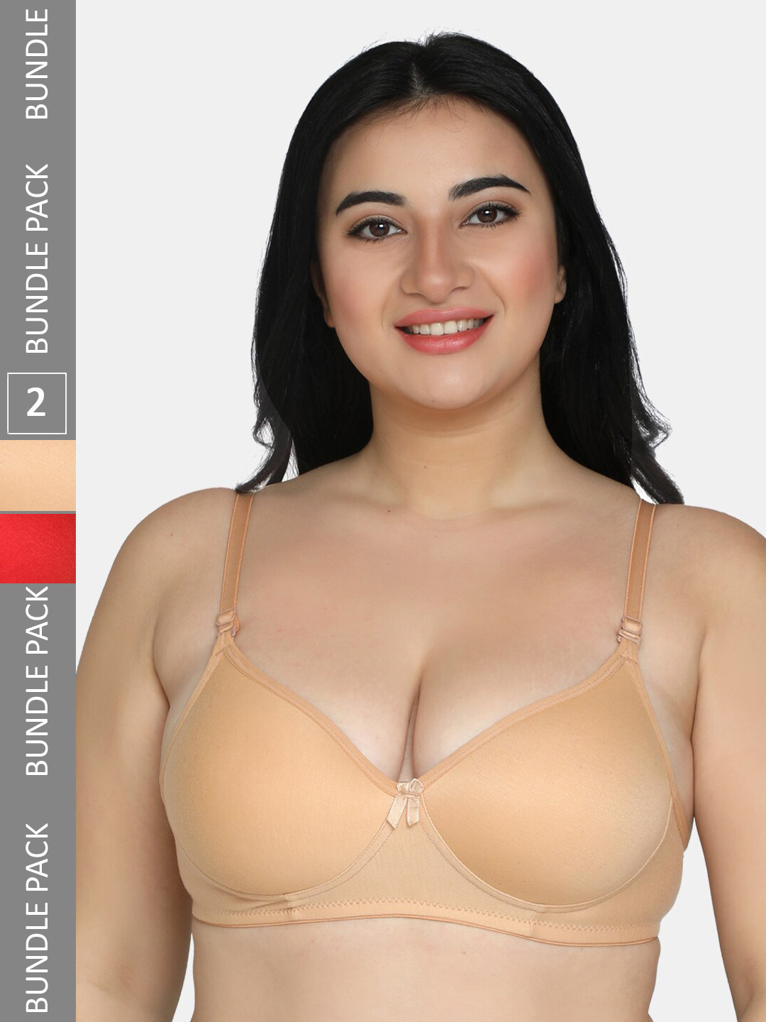 

MAROON Pack of 2 Full Coverage Heavily Padded Cotton Bra, Beige