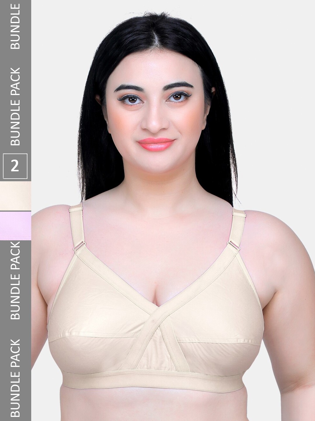 

MAROON Pack of 2 Full Coverage Cotton Bra, Beige