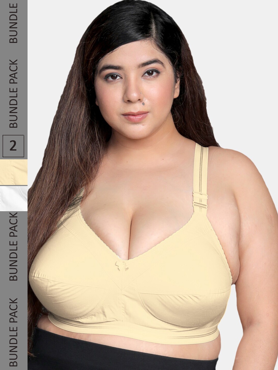 

MAROON Pack of 2 Full Coverage Cotton Bra, Beige