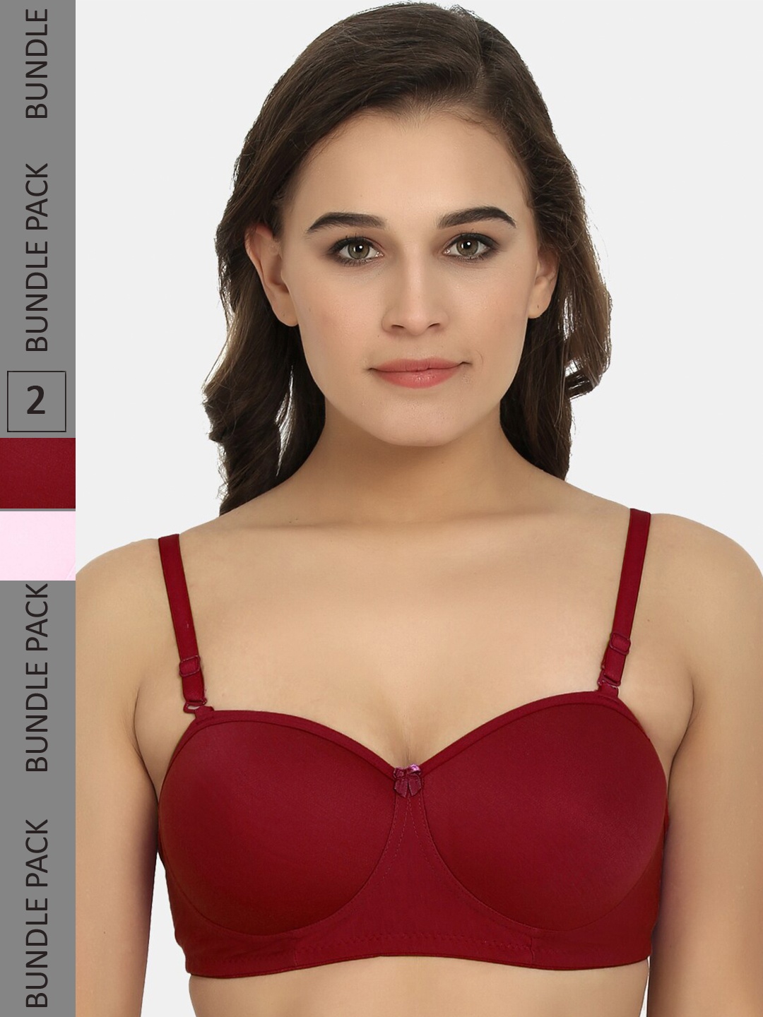 

MAROON Pack of 2 Seamless Bra Heavily Padded Medium Coverage All Day Comfort