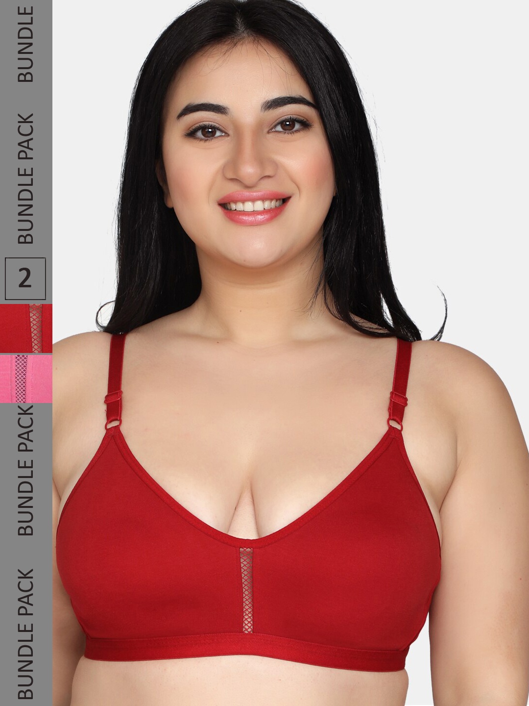 

MAROON Set Of 2 Non-Wired Non-Padded Seamless Cotton T-Shirt Bra All Day Comfort